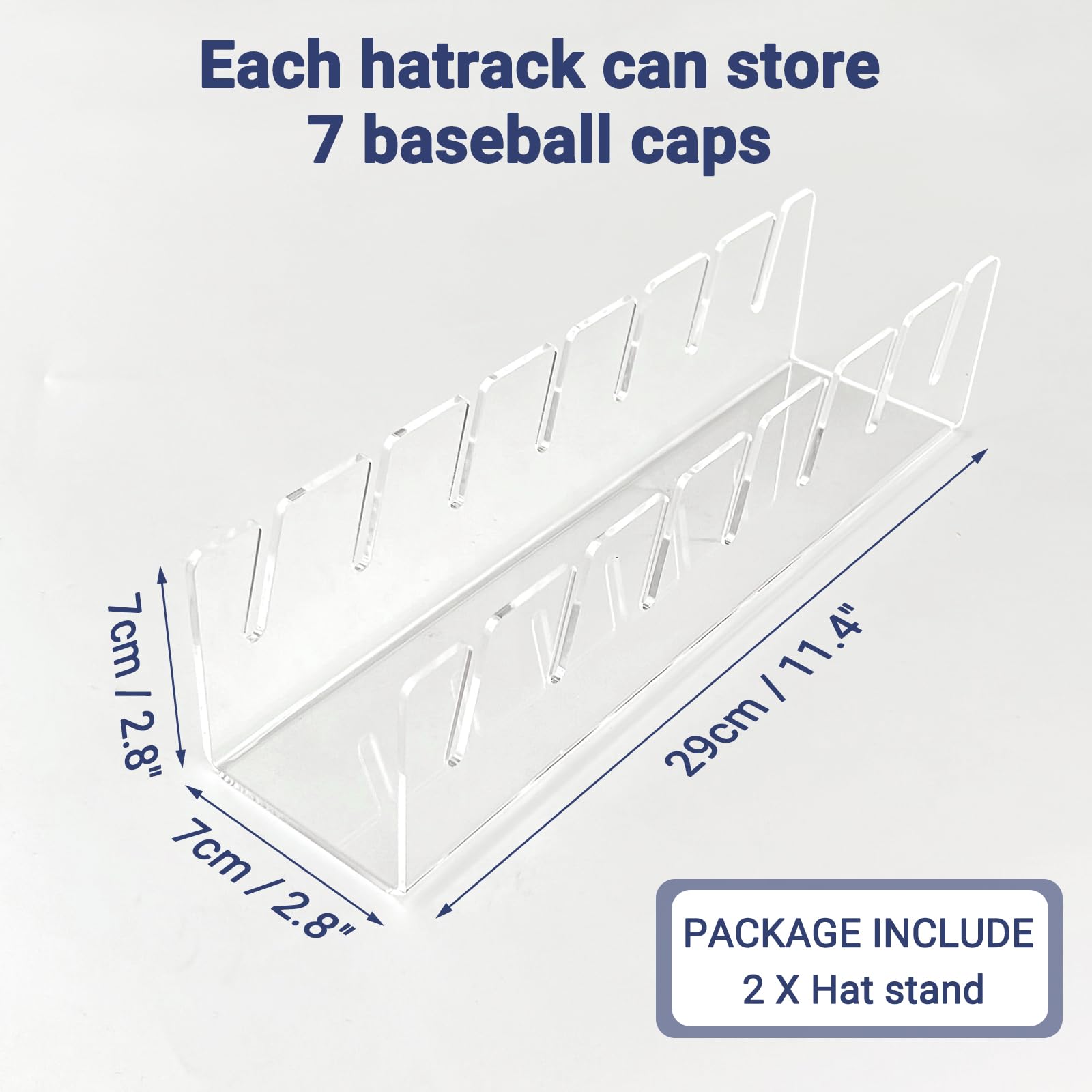 Chenyaoai 2 Pack Hat Stand For Baseball Caps Display And Organizer, No Install Acrylic Hat Holder For 14 Baseball Caps For Bedro