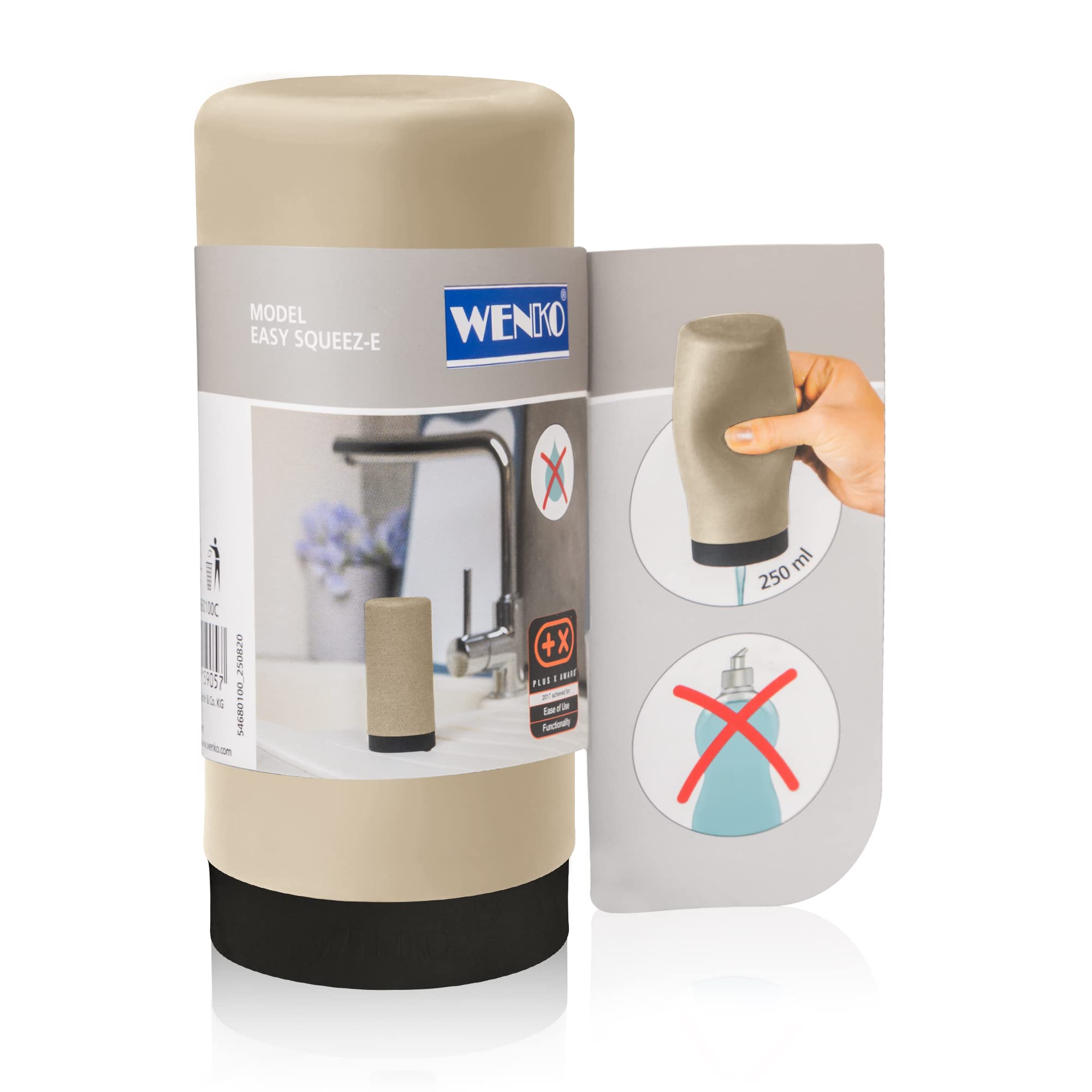 Wenko Easy Squeeze Dish Soap Dispenser For Kitchen Sink, Squeeze Bottle For Liquid And Hand Lotion, Round Refillable Plastic Bot