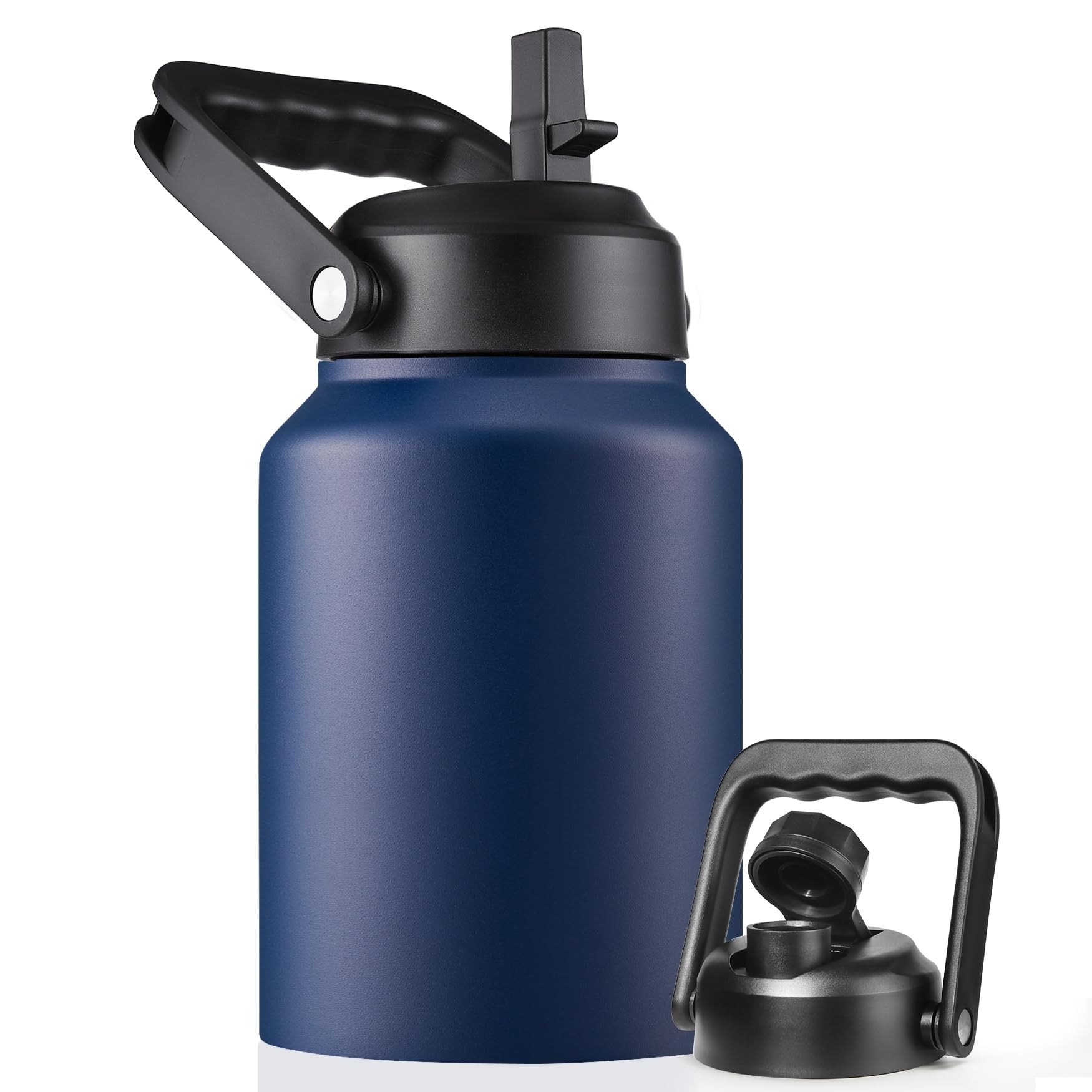 EALGRO Half Gallon Insulated Water Bottle Jug with Straw, 64 oz Large Stainless Steel Sports Metal Water Flask with Handle, Ther