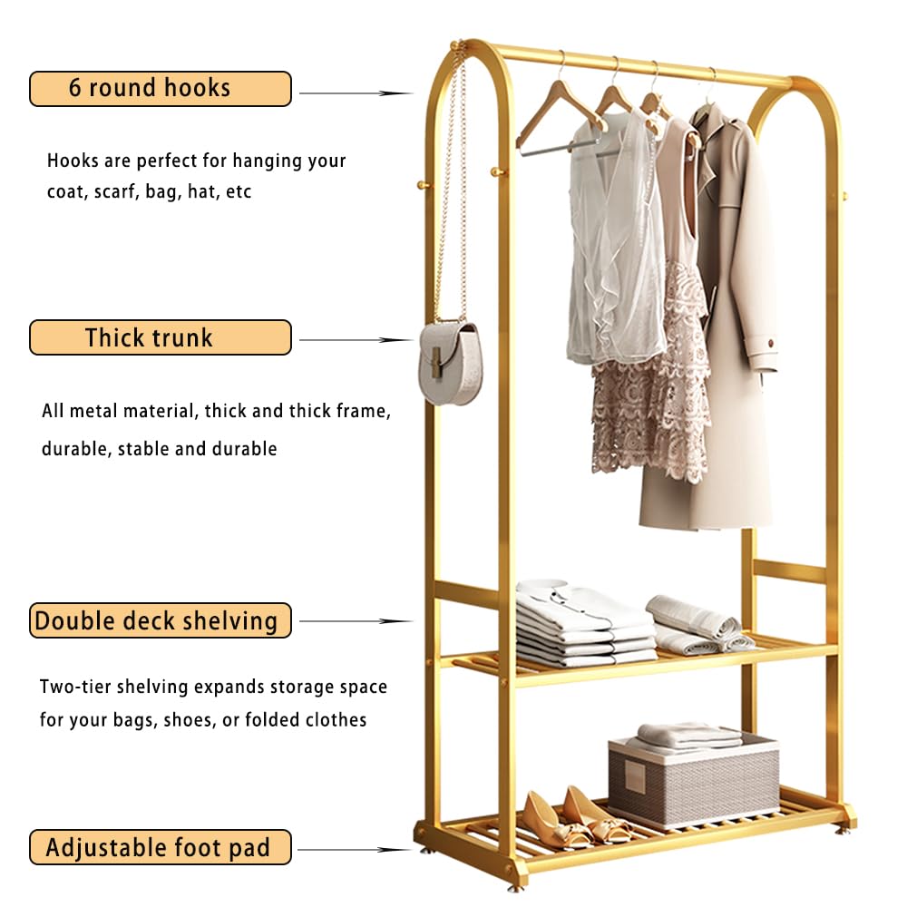 Buzuey Gold Clothing Rack,Heavy Duty Clothes Rack,Small Clothing Racks For Hanging Clothes,Wardrobe Rack,Rack For Clothes To Han