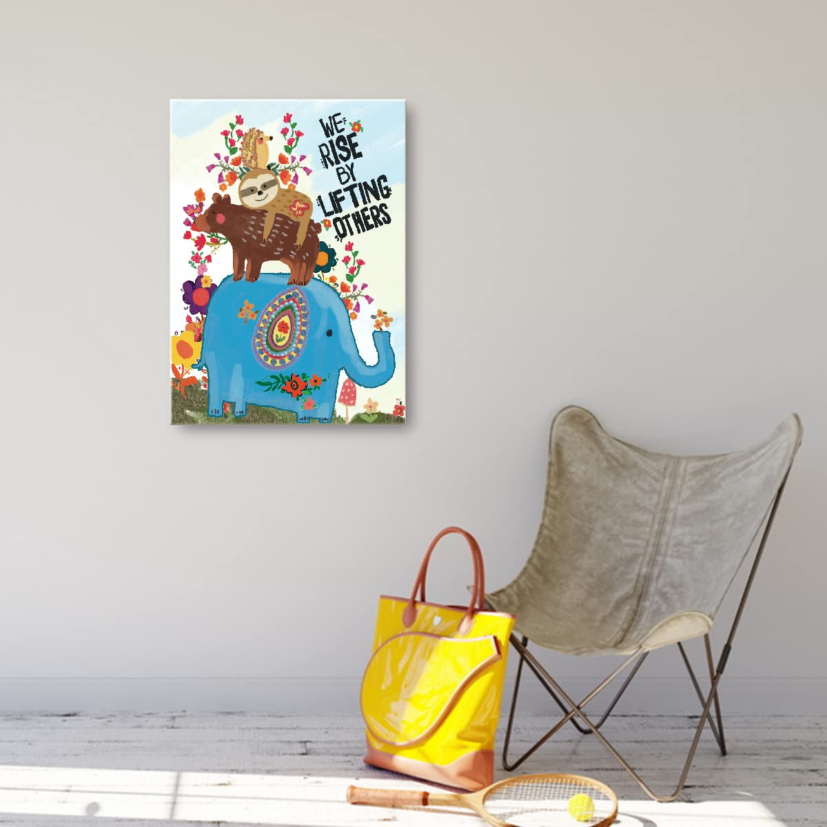 Otingqd We Rise By Lifting Others Inspirational Quotes Canvas Wall Art,Inspirational Gifts For Girls Women Friends Sister,Animal