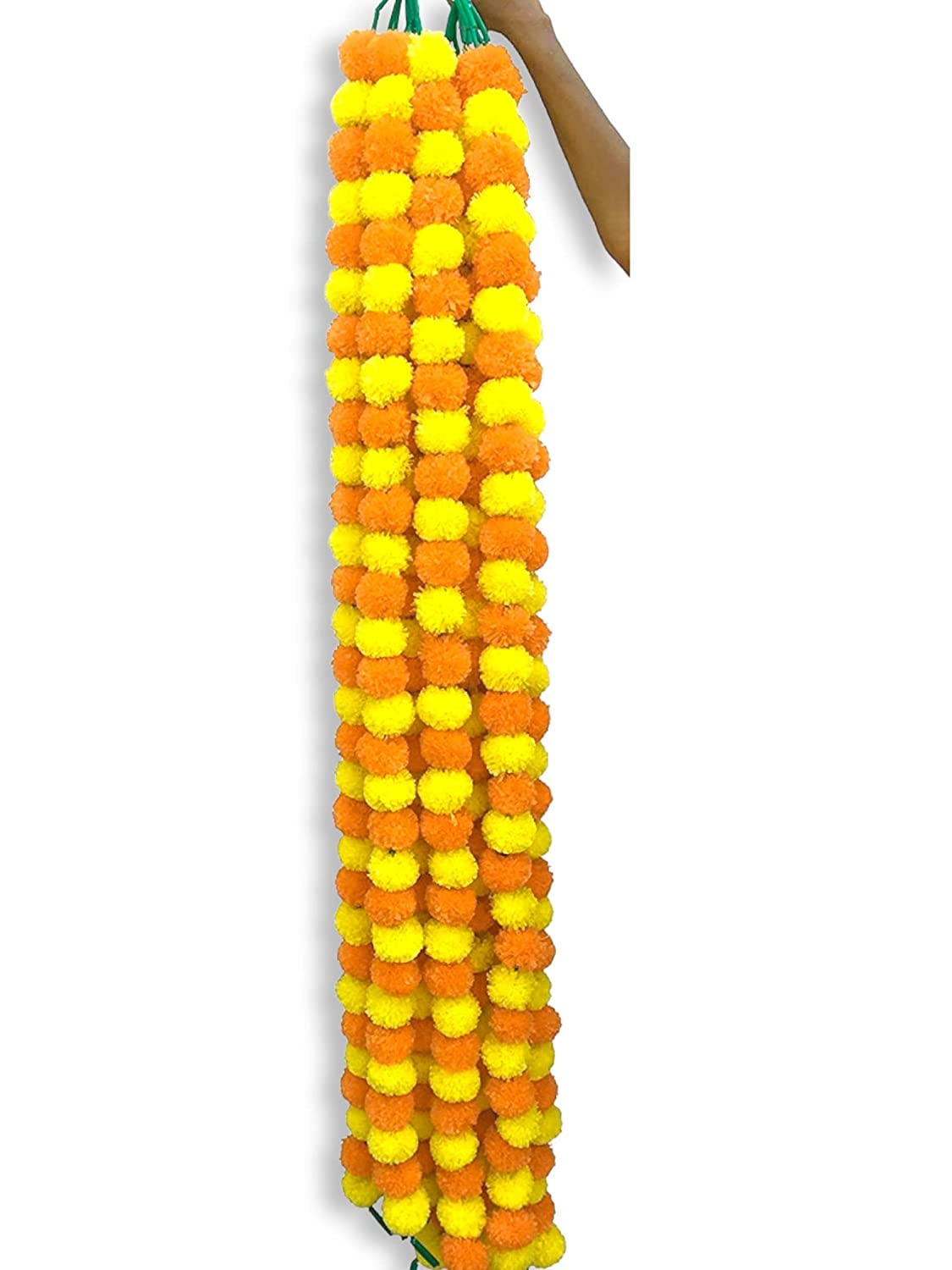 ABHAAS 10 Pcs Artificial Marigold Fluffy Flowers for Decoration Garlands for Decoration Pooja Room Toran Indian genda phool for
