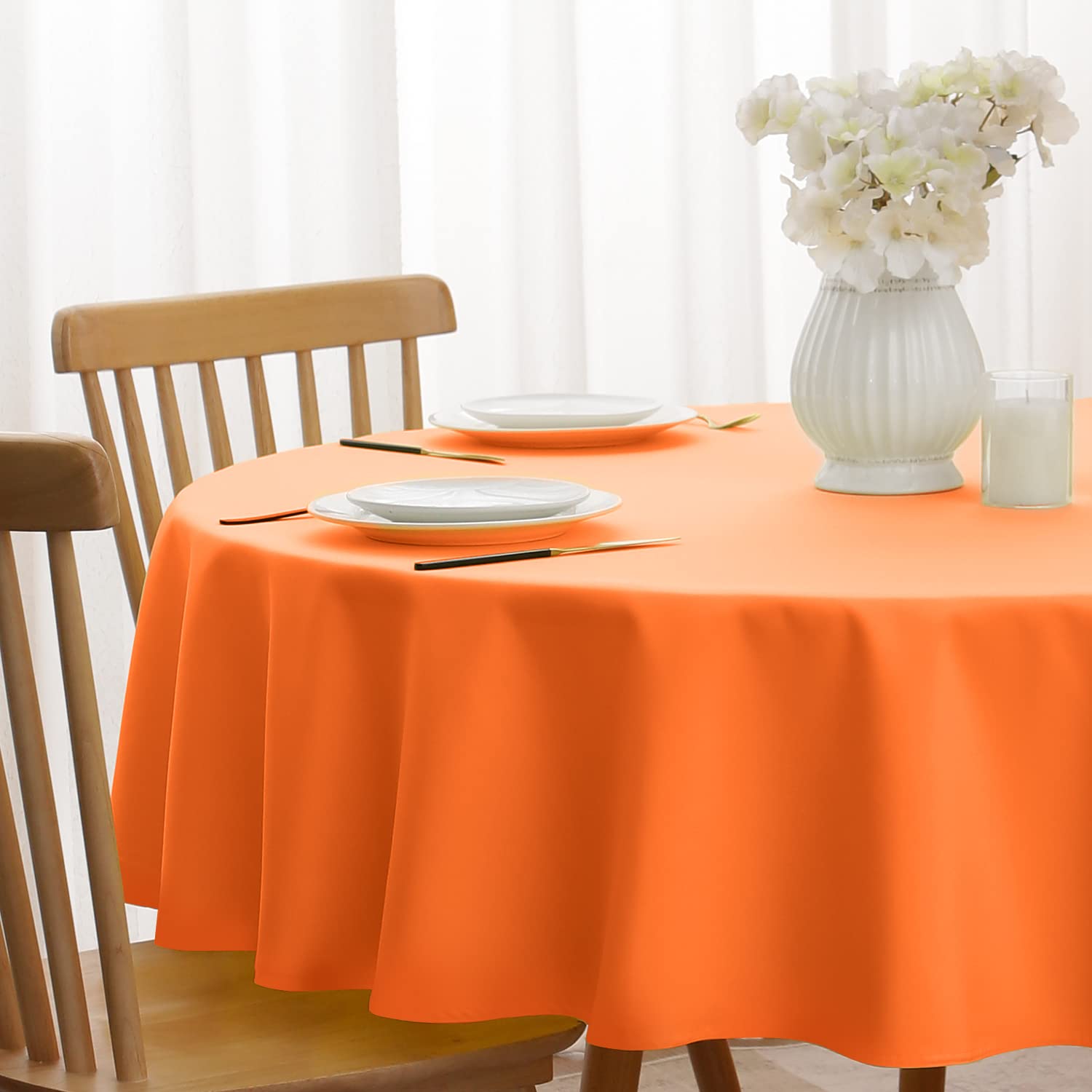 Softalker Halloween Round Tablecloth Waterproof & Stain Resistant Fall Table Cloth Wrinkle Free Fabric Washable 210Gsm Polyester