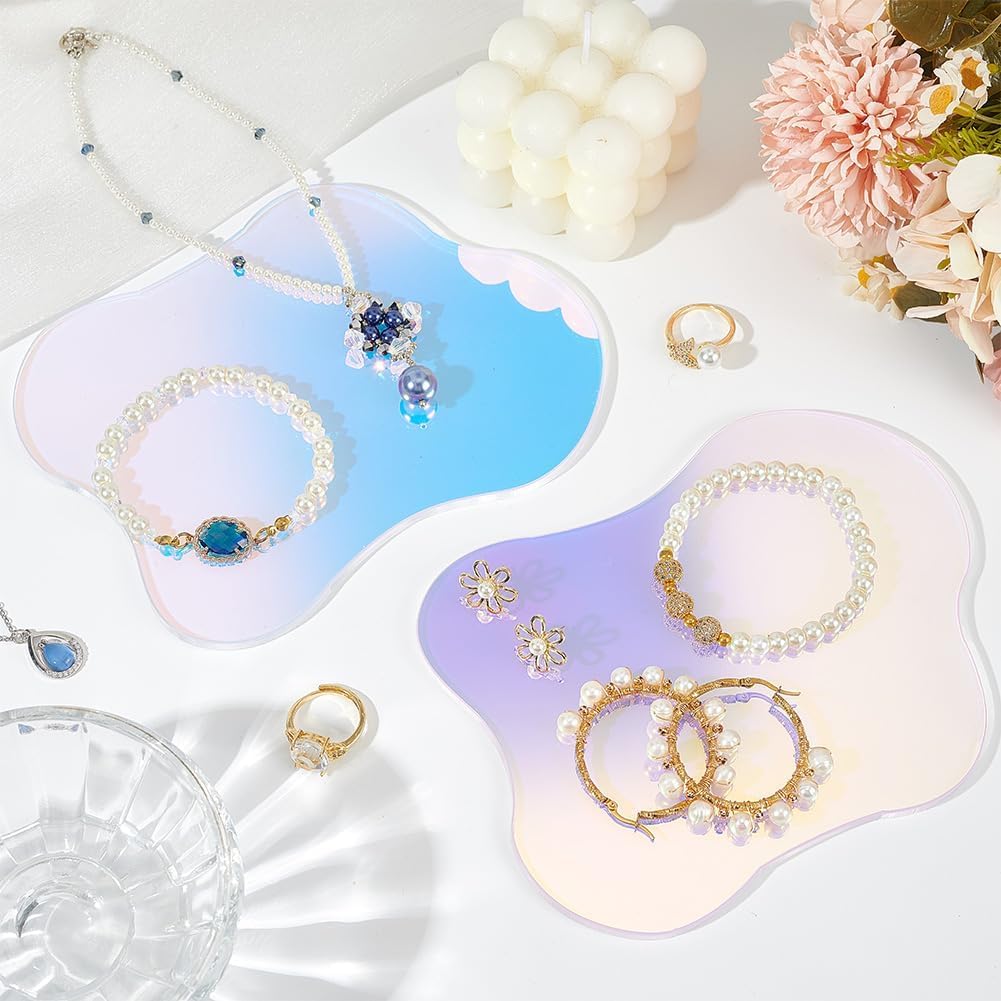 FINGERINSPIRE 2Pcs Cloud Shaped Acrylic Coaster 5.1x6.4inch Clear Iridescent Irregular Coaster Creative Decorative Plate Coaster for Kitchen Counter  Dresser  Office Desk