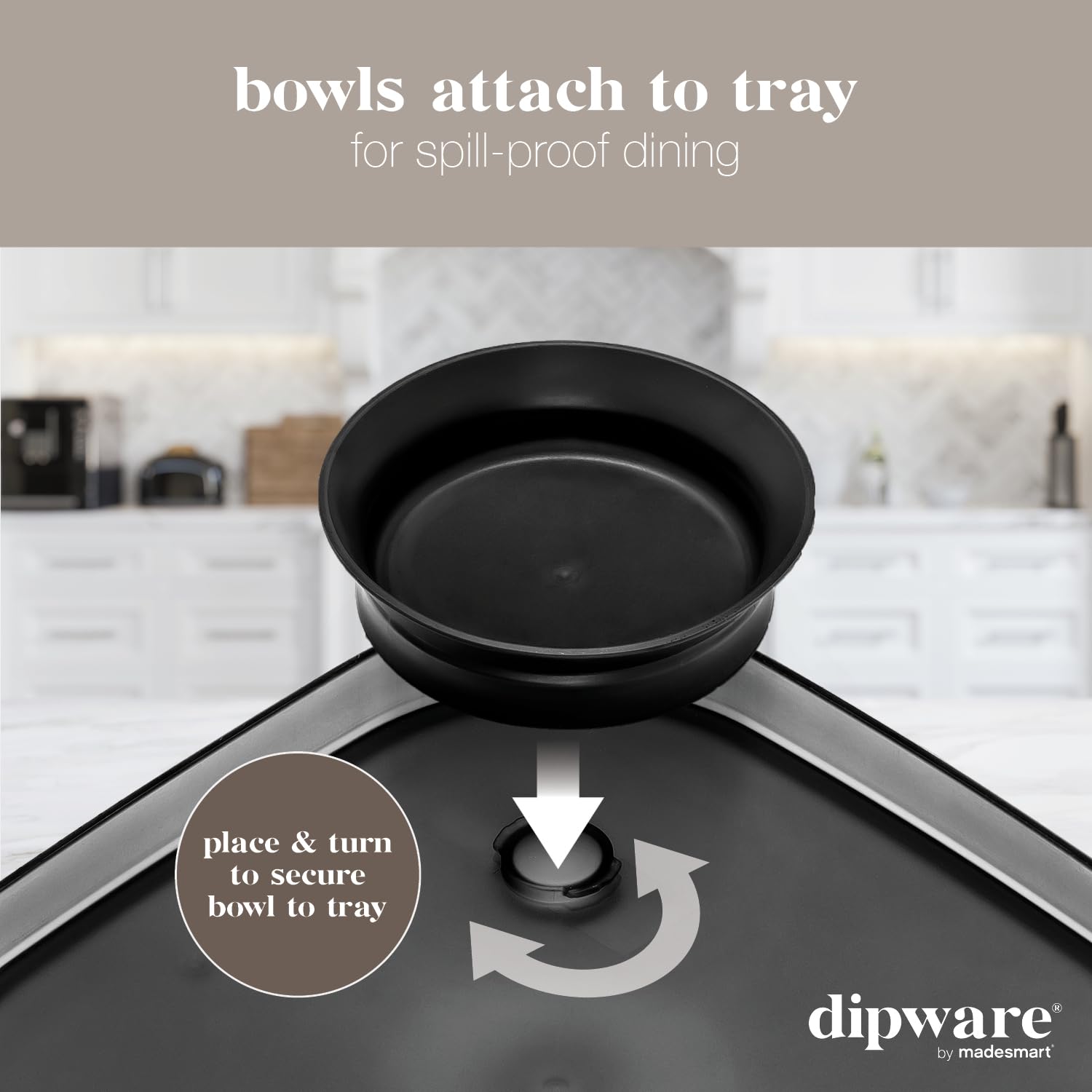 Madesmart Dipware Dinner Plate With Collapsible And Removable Dip Bowl For Meals And Appetizers; Reusable Serving Plate With Mul