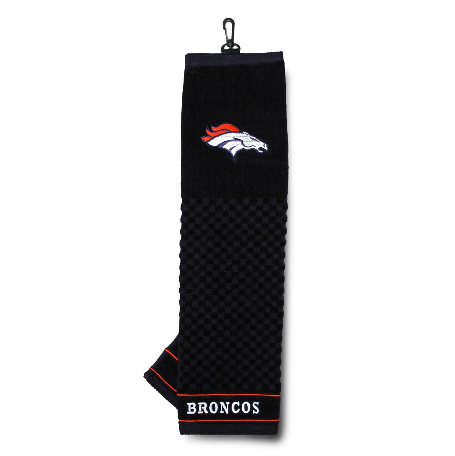 Team Golf Nfl Denver Broncos Embroidered Golf Towel Embroidered Golf Towel, Checkered Scrubber Design, Embroidered Logo