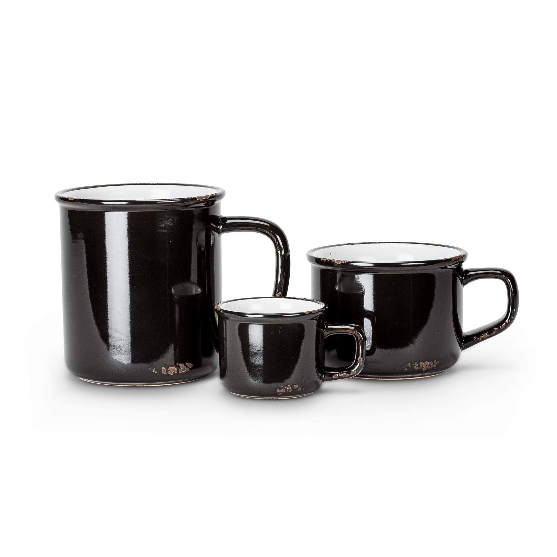 Abbott Collection 27-ENAMEL/MUG BLK Enamel Look Stoneware Mug, Black