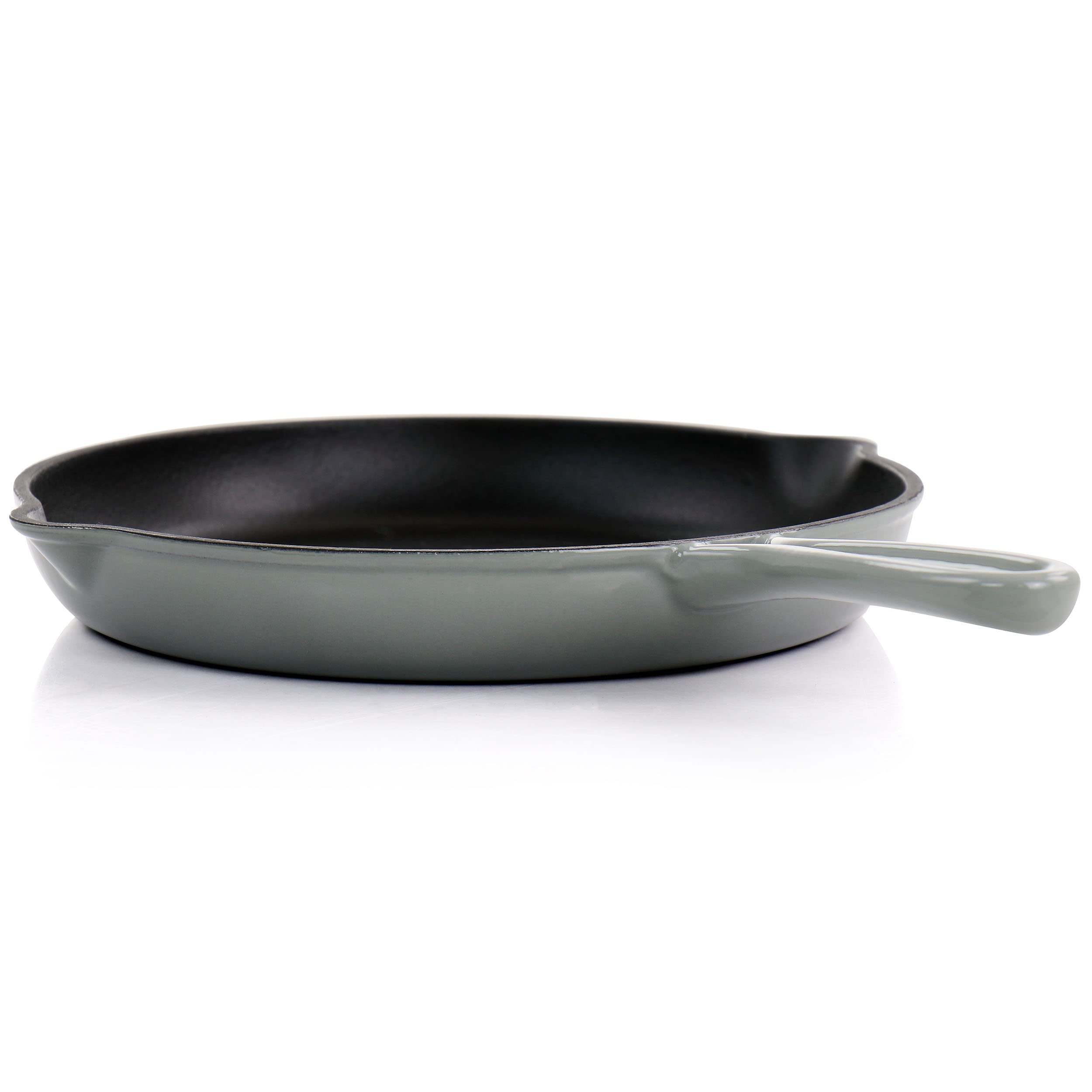 Megachef Round 10.25 Inch Enameled Cast Iron Skillet In Gray