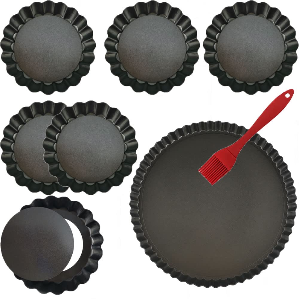 Datanya 8 Pack Tart Pan 95 Inch & 4 Inch Mini Tart Pans Removable Bottom Quiche Pan Non-Stick Deep Baking Dish Pie Pan Heavy Dut