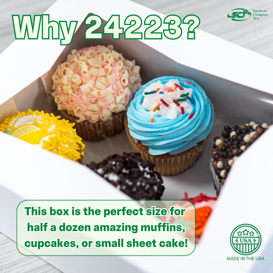 Southern Champion Tray 24223 Paperboard White Window Bakery Box, 10-1/4 Length X 8 Width X 4 Height (Case Of 200)