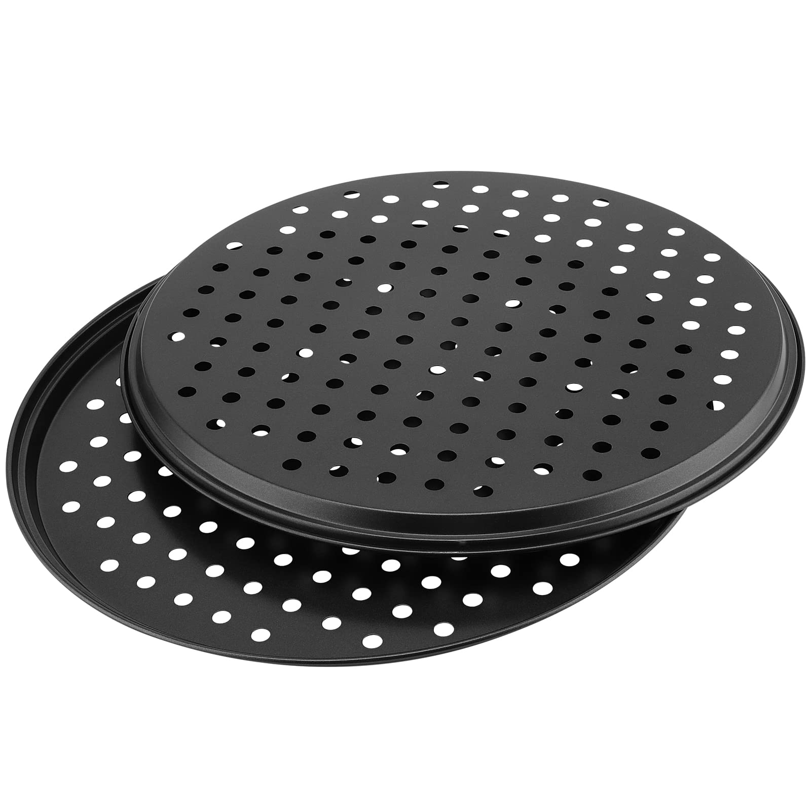 Manchap 4 Pack 12 Inch Round Pizza Baking Pan With Holes, Pizza Pan For Oven, Carbon Steel Non-Stick Pizza Crisper Pan For Home