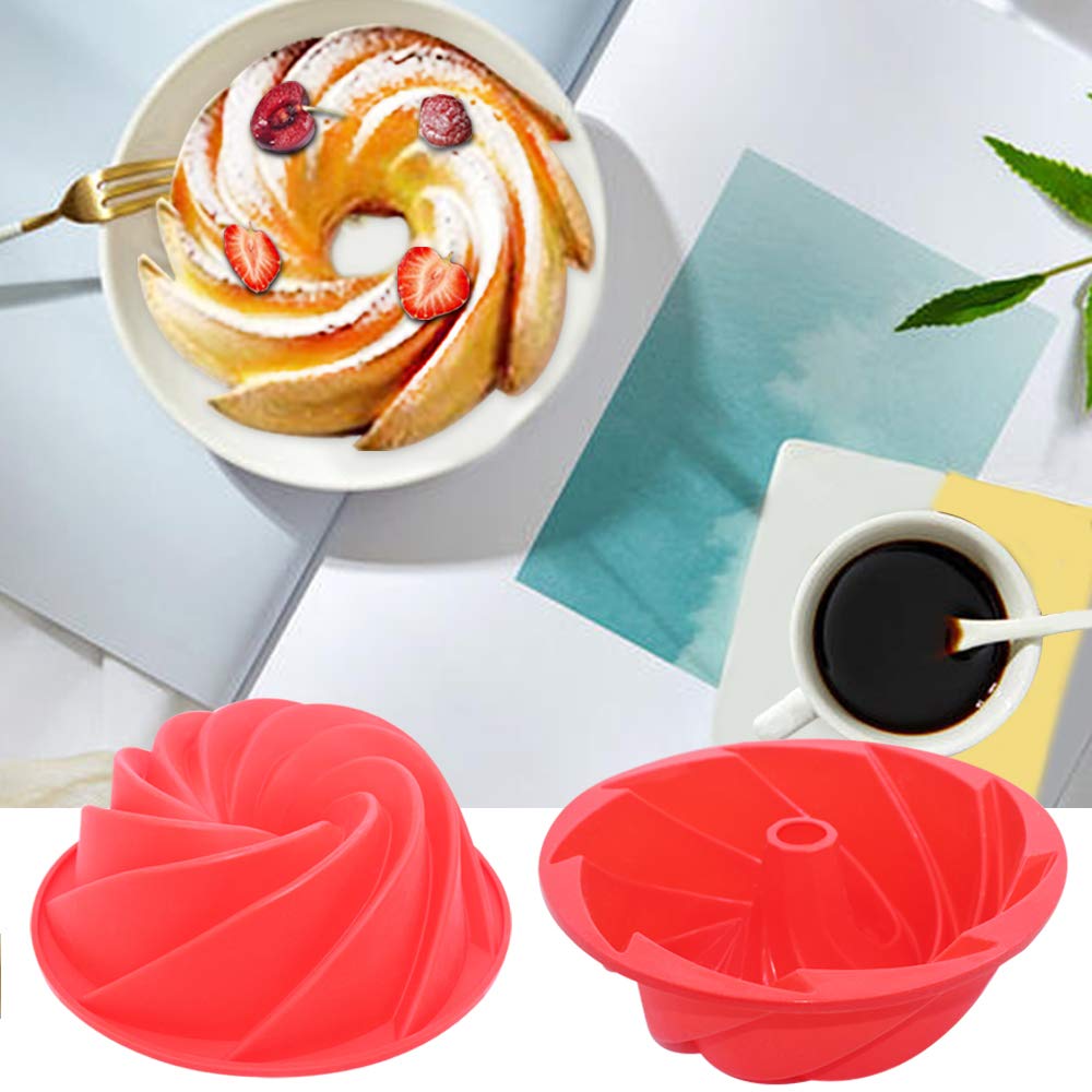 3 Pcs Silicone Cake Bread Baking Molds, Aifuda Large Swirl Cake Mold Castle Cake Mold And Double Flower Cake Mold For Birthday P