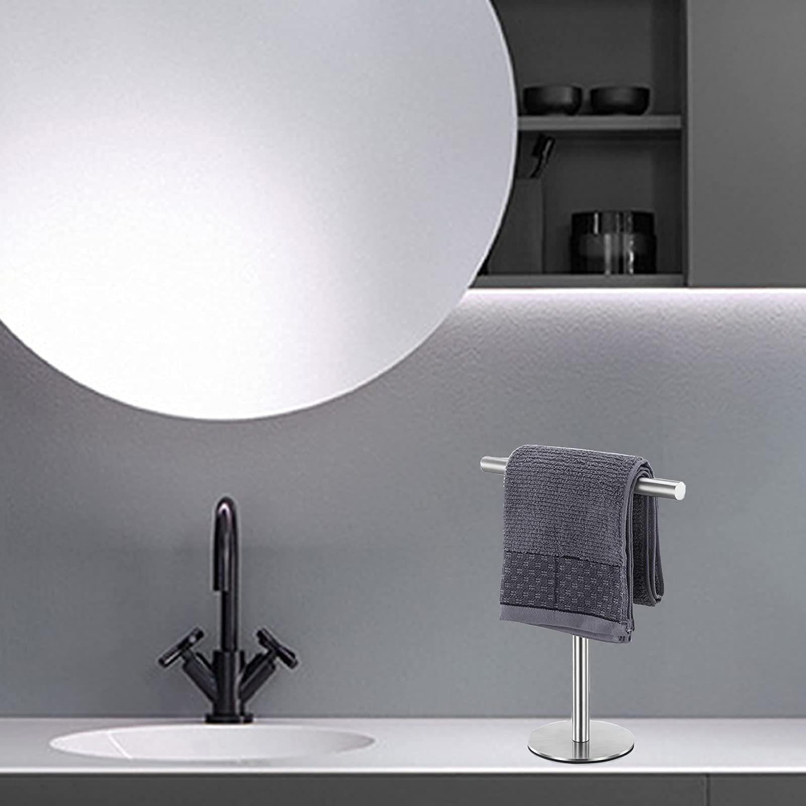 Bath Hand Towel Holder Stand For Bathroom Vanity Countertop Brushed Finish T-Shape Towel Bar Rack Stand Towel Bar For Bathroom K
