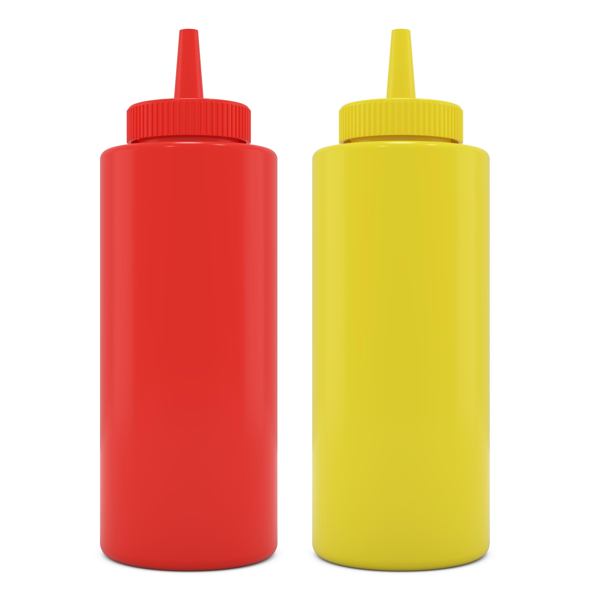 Brightfrom Condiment Squeeze Bottles, Red/Yellow 12 Oz Empty Squirt Bottle With Wide Neck - Great For Ketchup, Mustard, Syrup, S