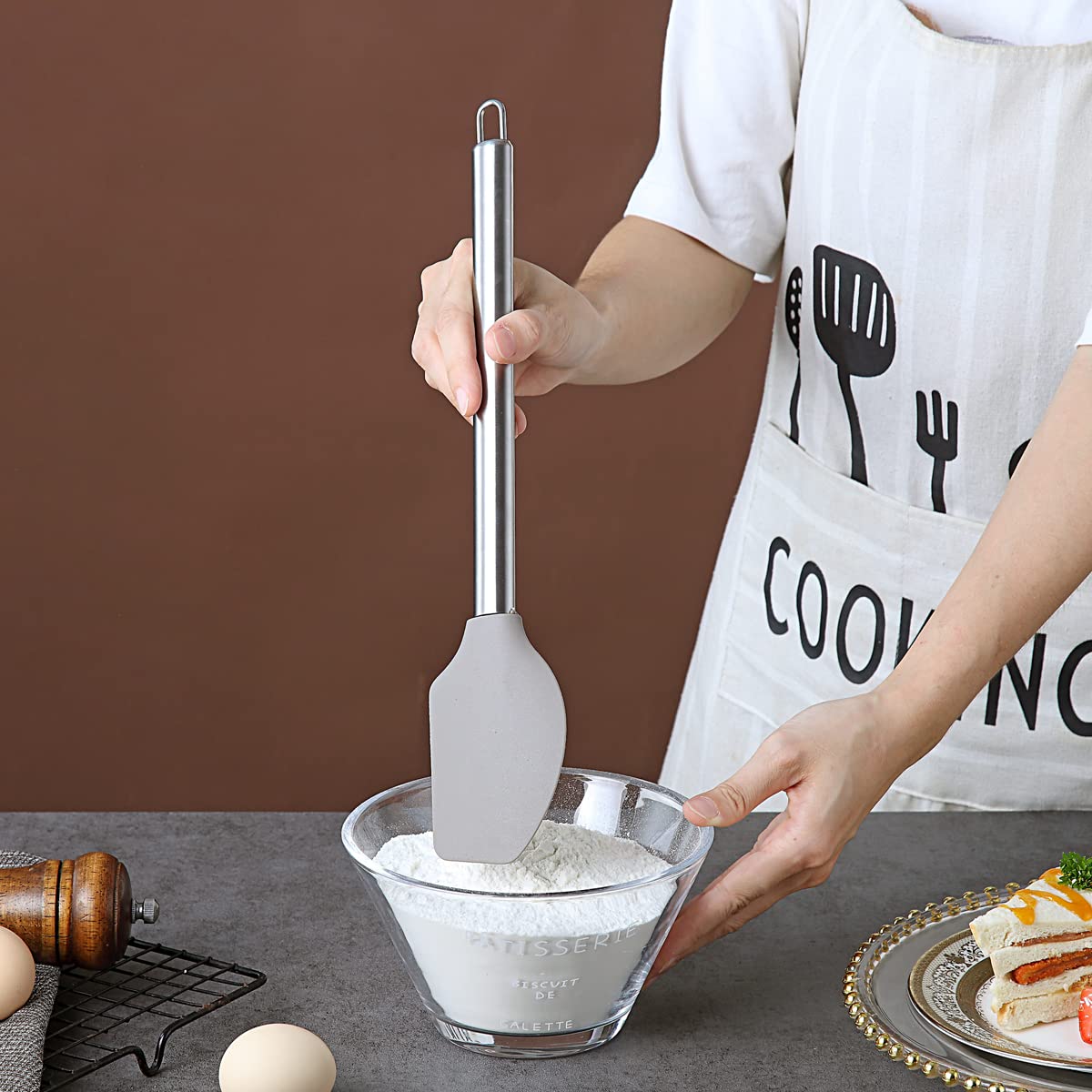 Berglander Spatulas Non-Stick Silicone Flexible Scrapers Baking Mixing Tool, Baking Tools, Heat Resistant, Dishwasher Safe, Easy