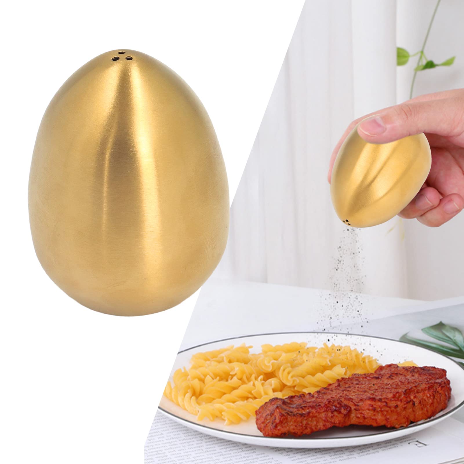 Spice Shaker, Stainless Steel Egg Shaped Spice Jar Pepper Shaker For Home And Kitchen Utensils(Gold)