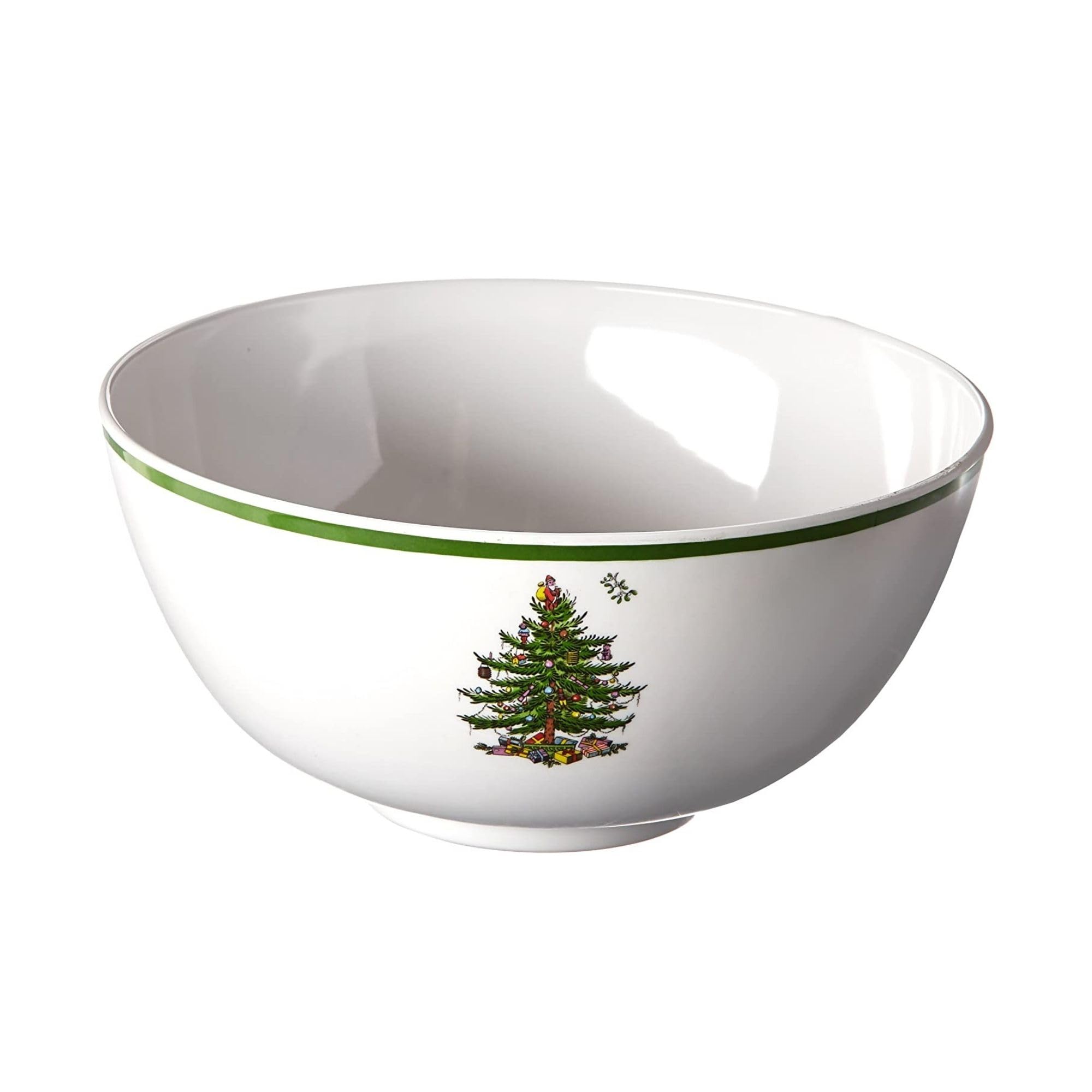Spode Christmas Tree Melamine Deep Bowl - Large 11-Inch Round Serving Bowl for Salad, Pasta, Side Dishes - Festive Holiday Table