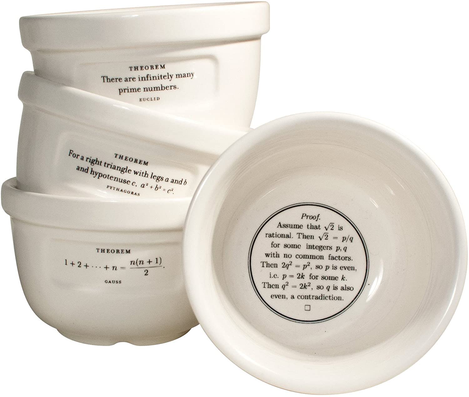 The Proof Is In The Pudding Bowls - Set Of Four Math Proof Joke - Ceramic
