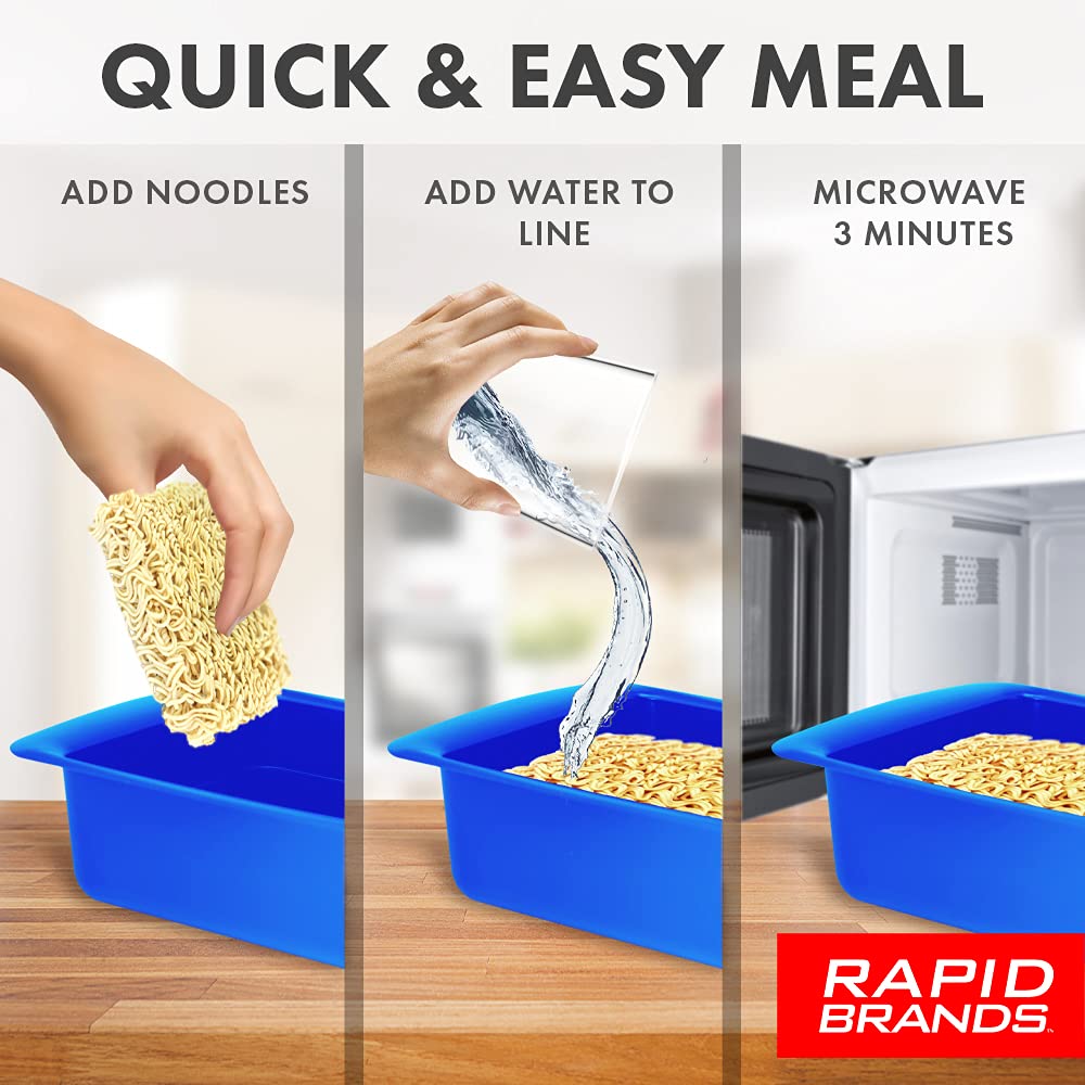Rapid Brands Rapid Ramen Cooker - Microwave Ramen in 3 Min, BPA Free, Dishwasher Safe, 2-Pack, Black, Model RRC-1002