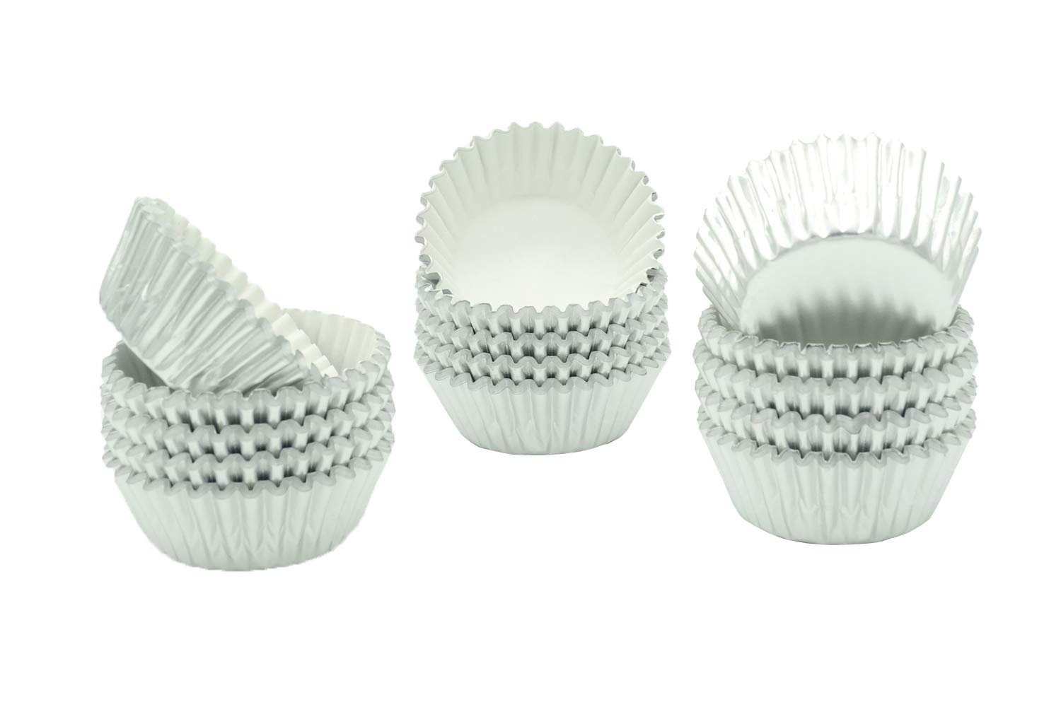 Mombake Mini Silver Foil Cupcake Liners Muffin Baking Cups For Party And More, 300-Count