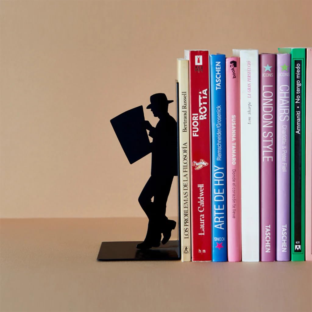 Balvi - The Reader Decorative Metal bookend in Black colour Original Design