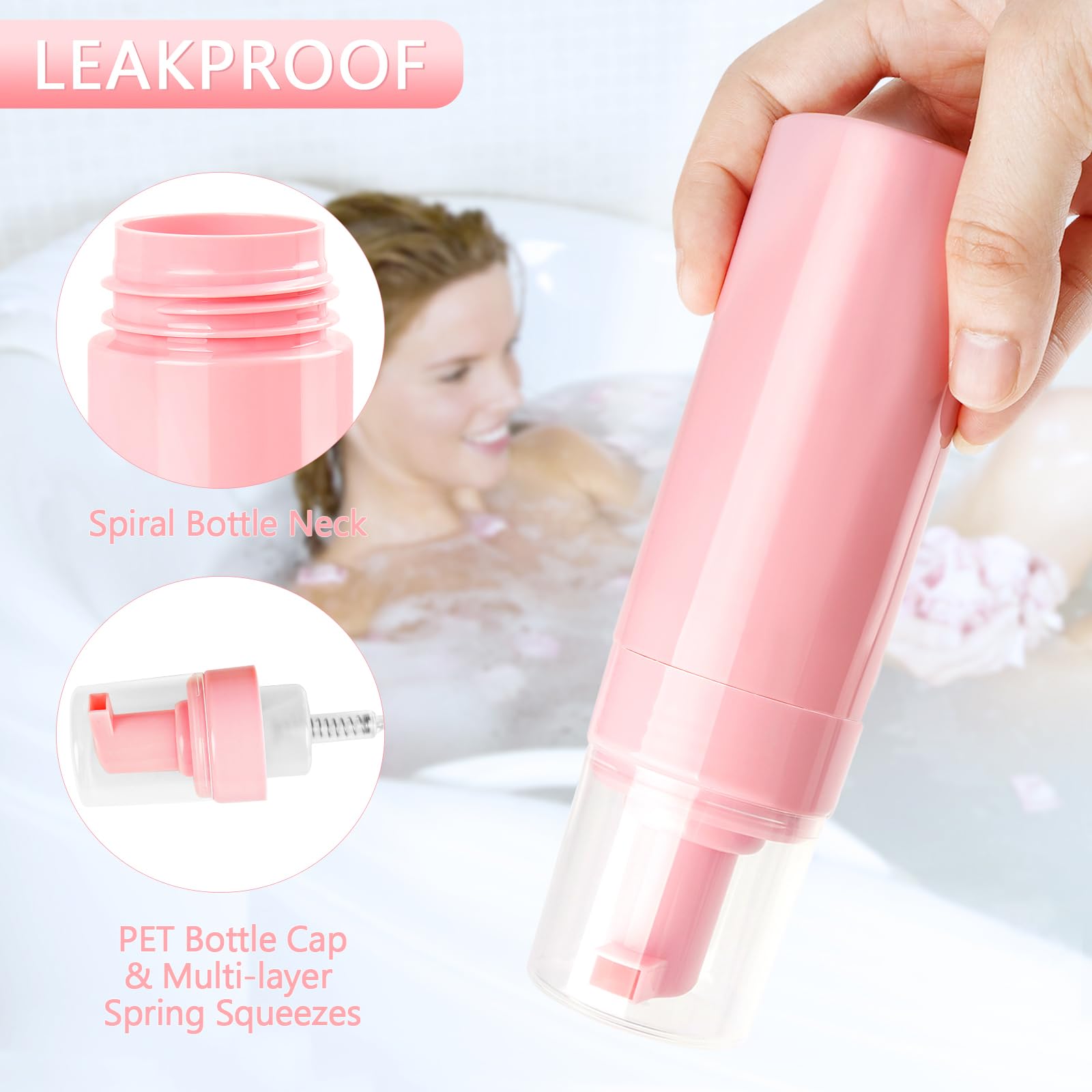Foam Pump Bottle 5.1Oz/150Ml Pink Empty Foam Bottle Pump, Travel Foam Bottle For Soap, Shampoo, Cleaning Foam Dispenser Bottle R