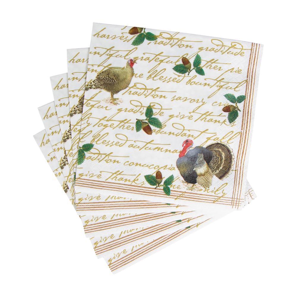 Caspari Founders Thanksgiving Paper Luncheon Napkins - Two Packs of 20
