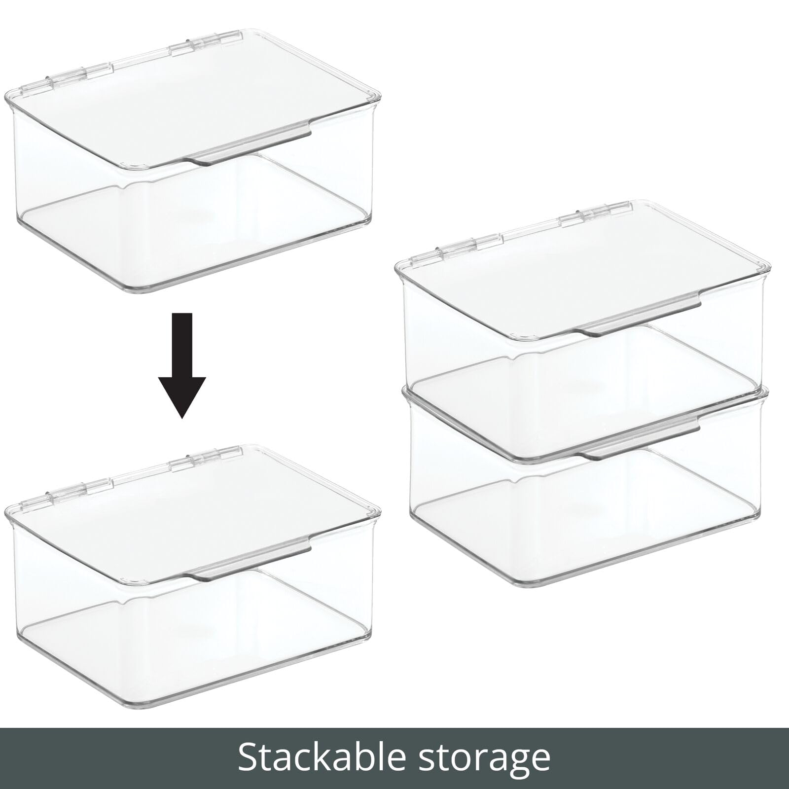 Mdesign Plastic Playroom/Gaming Storage Organizer Box Containers, Hinged Lid For Shelves Or Cubby, Holds Small Toys, Building Bl