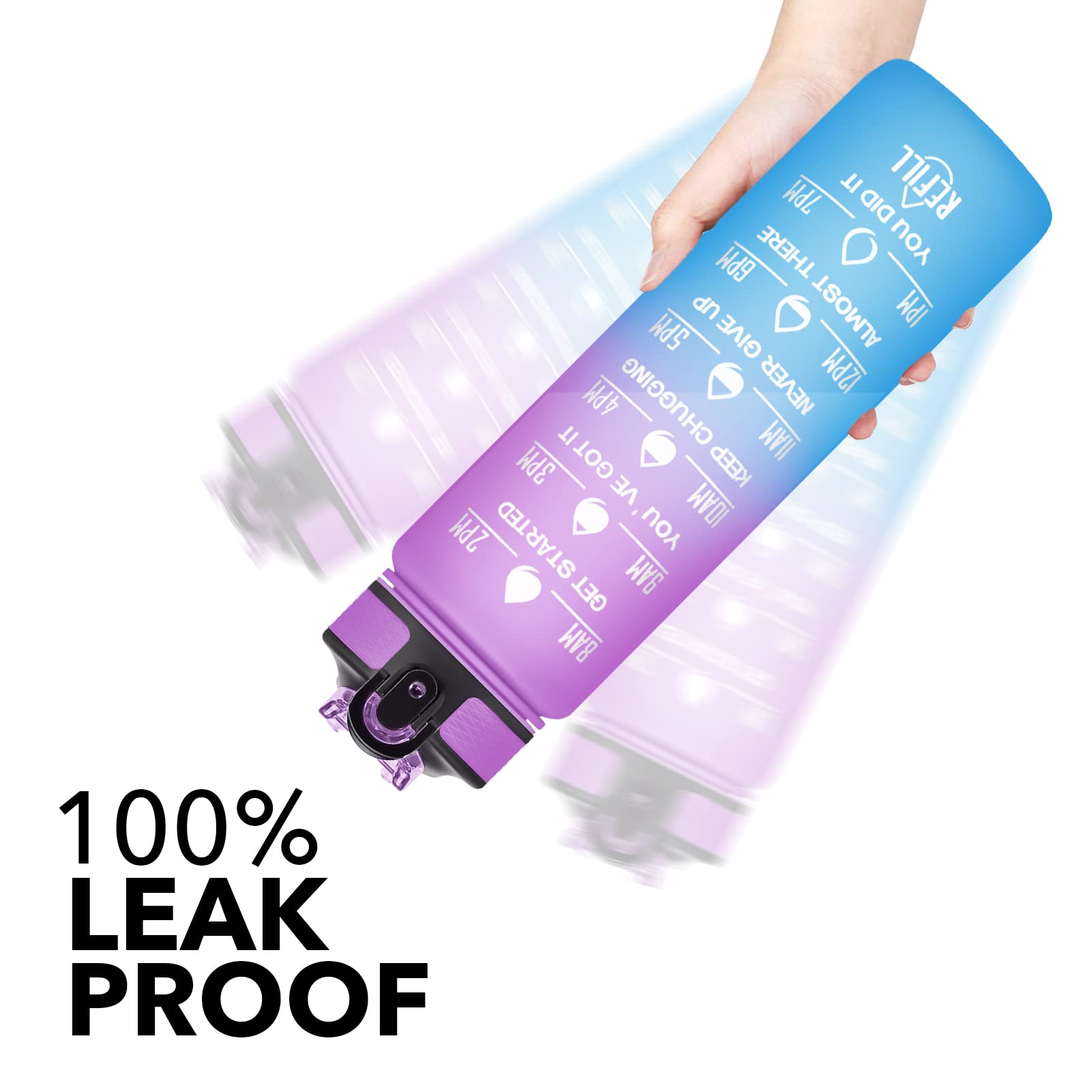 Hyeta 32 oz Water Bottles with Times to Drink and Straw  Motivational Water Bottle with Time Marker  Leakproof & BPA Free  Drinking Sports Water Bottle for Fitness  Gym & Outdoor (Confectionery)