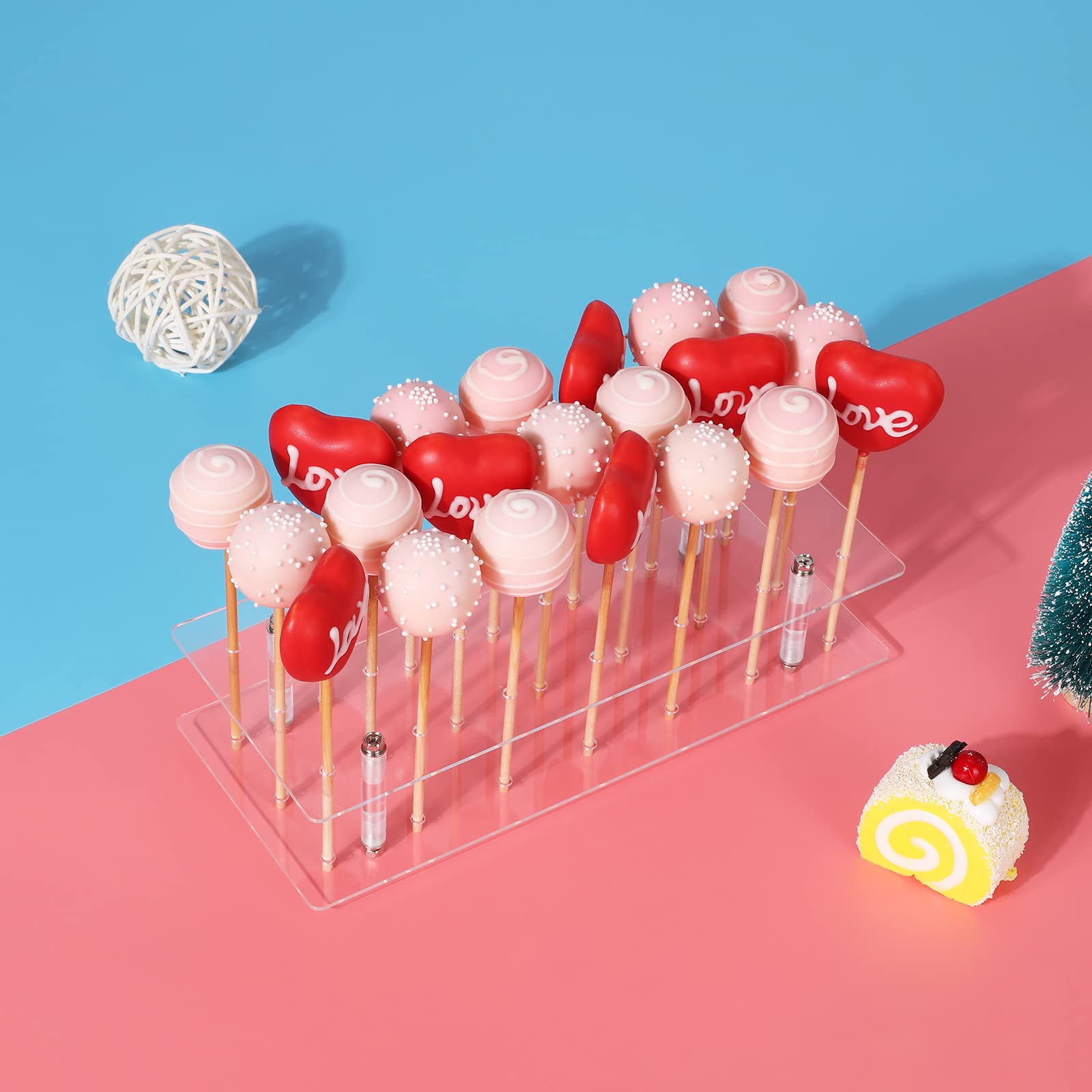 Cake Pop Stand, 21 Holes Lollipop Display Stand, Acrylic Clear Cake Pop Display Holder, Cakepopsical Stand For Weddings, Baby Sh