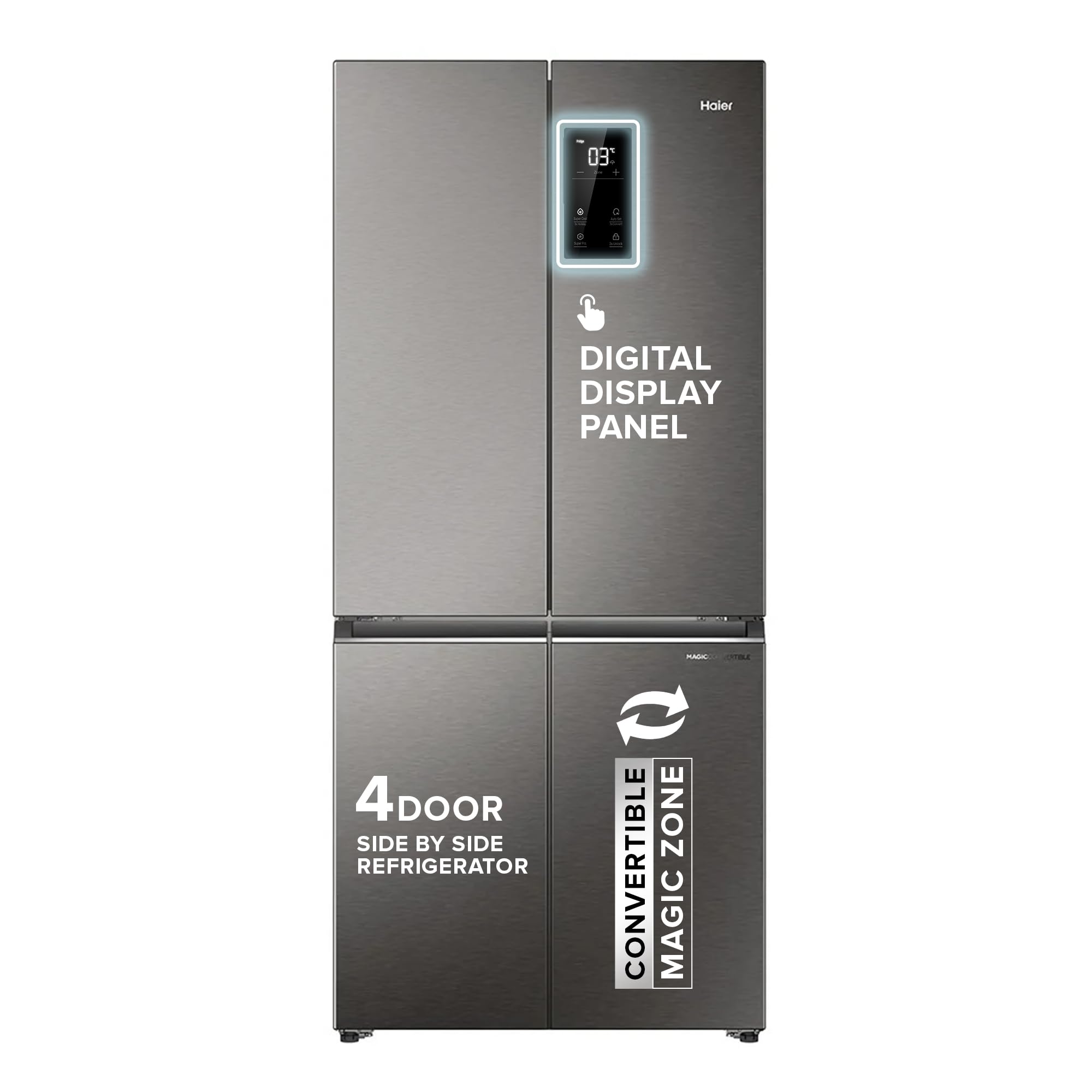 Haier 520L 3 Star Lumiere French Door 4Door Side By Side Frost Free Refrigerator | Convertible Magic Zone | Inverter | Digital 