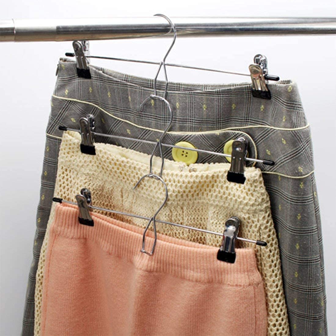 Tosnail 15 Pack Stackable Skirt Pants Clothes Hangers With Non-Slip Clips, Add-On Hangers, Cascading Hangers Space Saving Closet