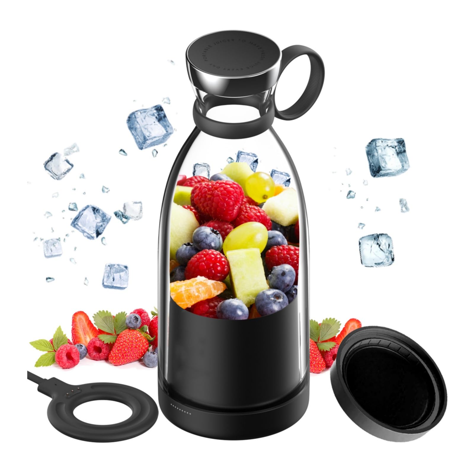 Otpeir Personal Size Blender, Portable Blender, Battery Powered Usb Blender (Black)
