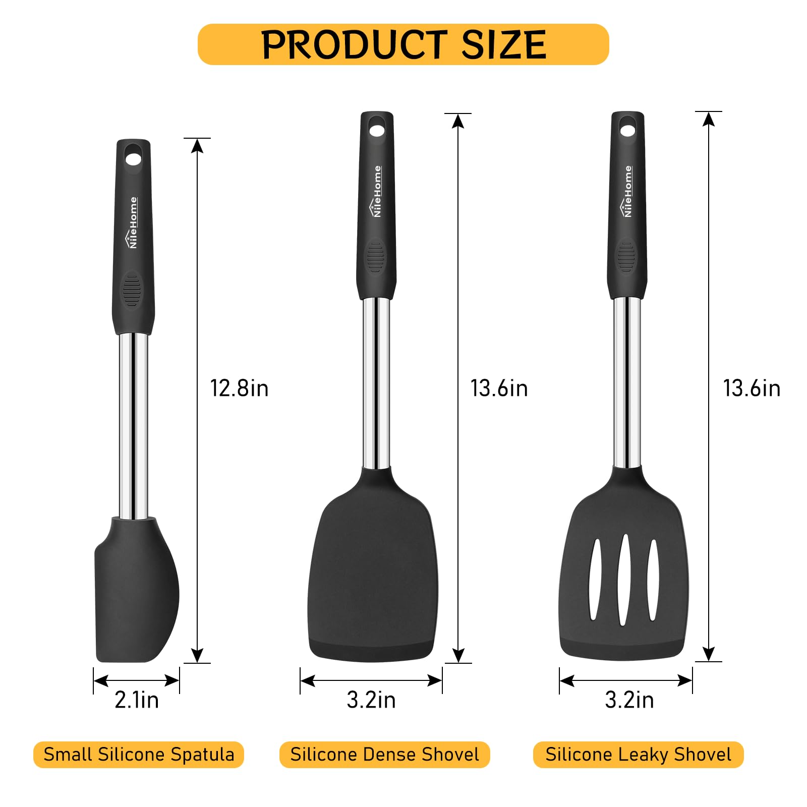 Nilehome Pack Of 3 Spatulas Silicone Heat Resistant, Cooking Utensils Set, Silicone Spatula Bpa Free Cooking Utensils, Ideal Coo
