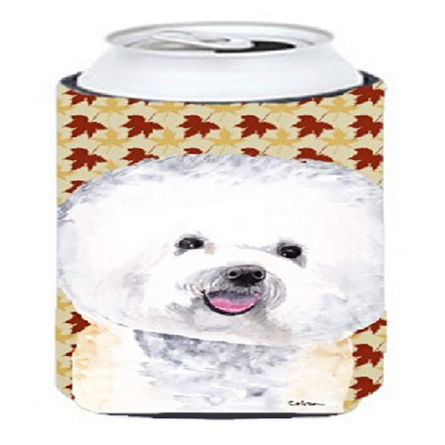 Bichon Frise Fall Leaves Portrait  Tall Boy Beverage Insulator Beverage Insulator Hugger