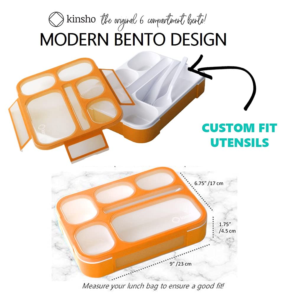 Bento Lunch Box for Kids  Boys  Girls  Adults | 6 Compartment Lunch-Boxes | Leakproof School Snack or Meal Portion Container | BPA-Free Orange?