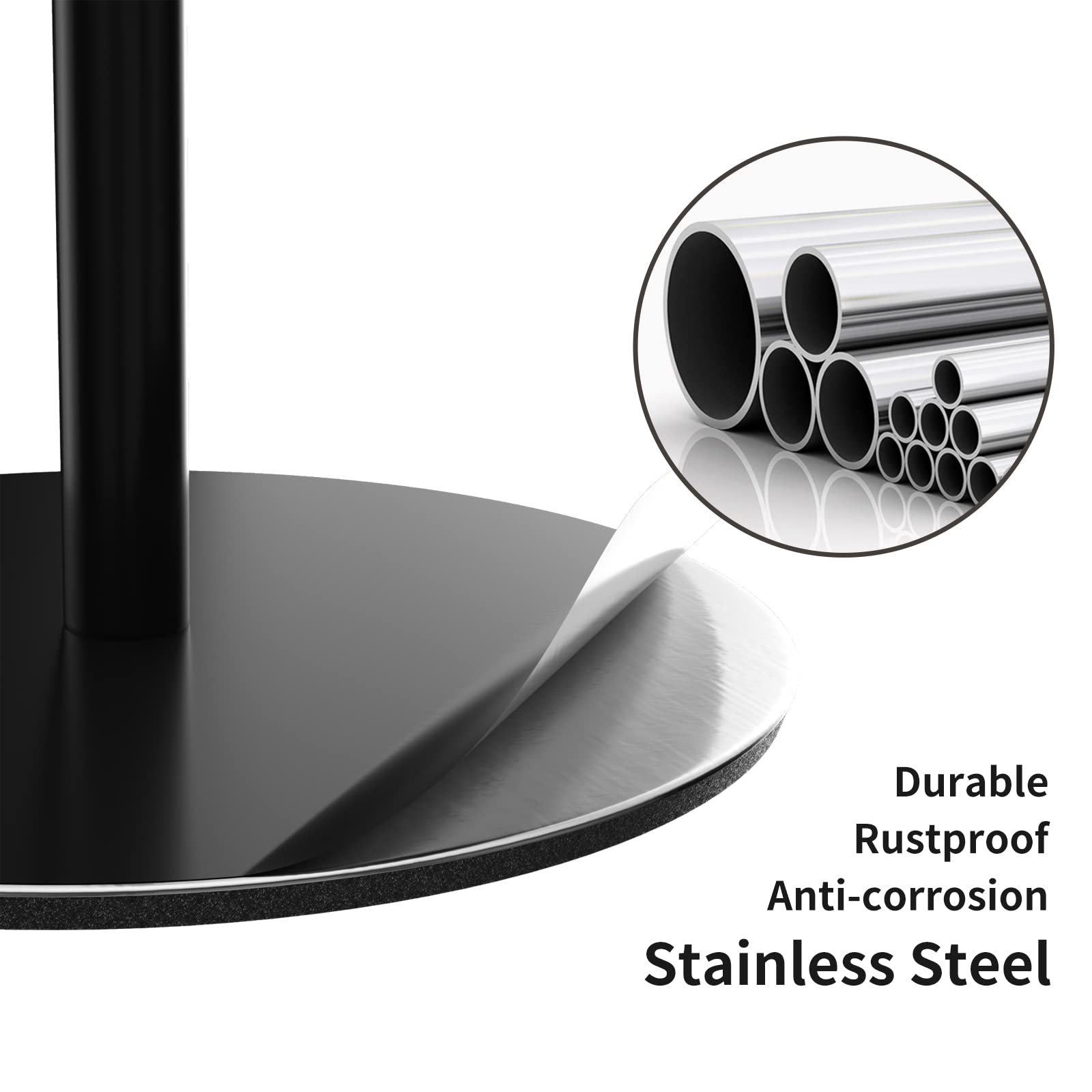Black Toilet Paper Holder Stand and Dispenser for 4 Spare Rolls Toilet Paper Storage Stainless Steel Free-Standing Toilet Tissue Paper Roll Storage Shelf Bathroom Accessories