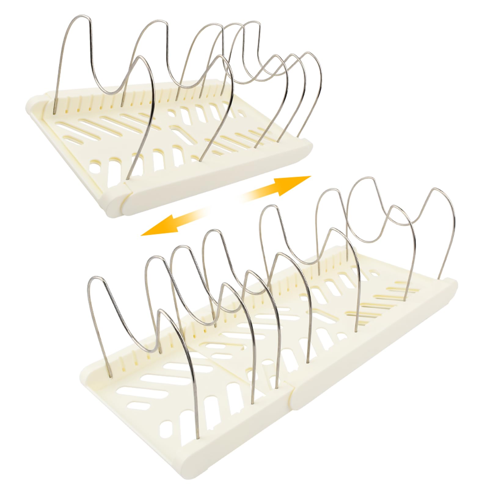 Ovrilossa Expandable Pot and Pan Organizer Rack for Kitchen Cabinet or Under Sink,with 10 Adjustable Compartment 1323 Adjusta