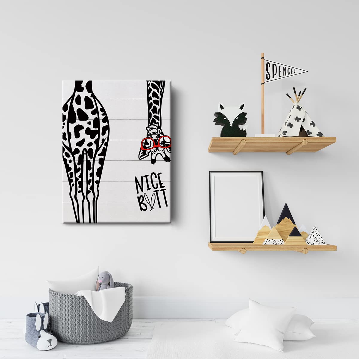 Bathroom Canvas Print Decor Bathroom Quote Giraffe Wall Painting Posters Artwork 12X15 Perfect Home Office Decoration (Framed)