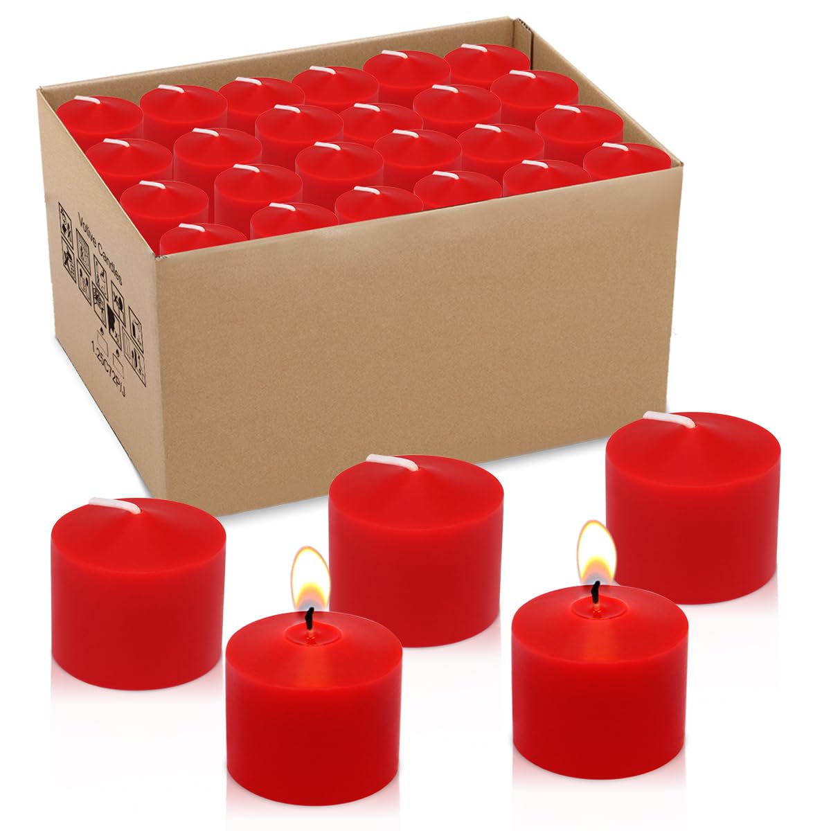 Amusaer Unscented Red Votive Candles in Bulk, 72 Packs Small Wax Candles for Wedding, Party & Home (8 Hour), 1.5 D x 1.25 H