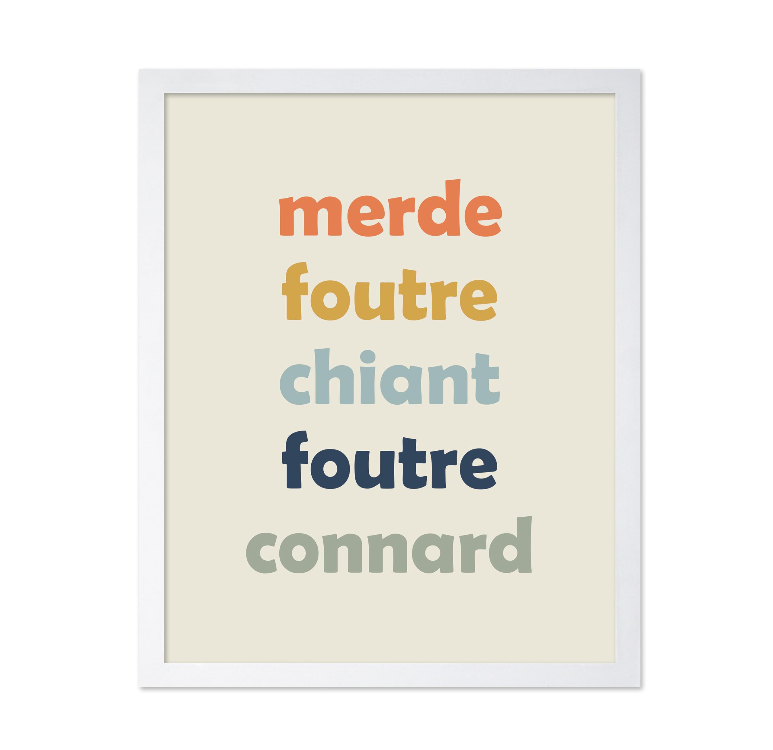 Poster Master French Poster - French Swear Words Print - Merde Art - French Art - Funny Gift for Men, Women - Minimal Wall Decor