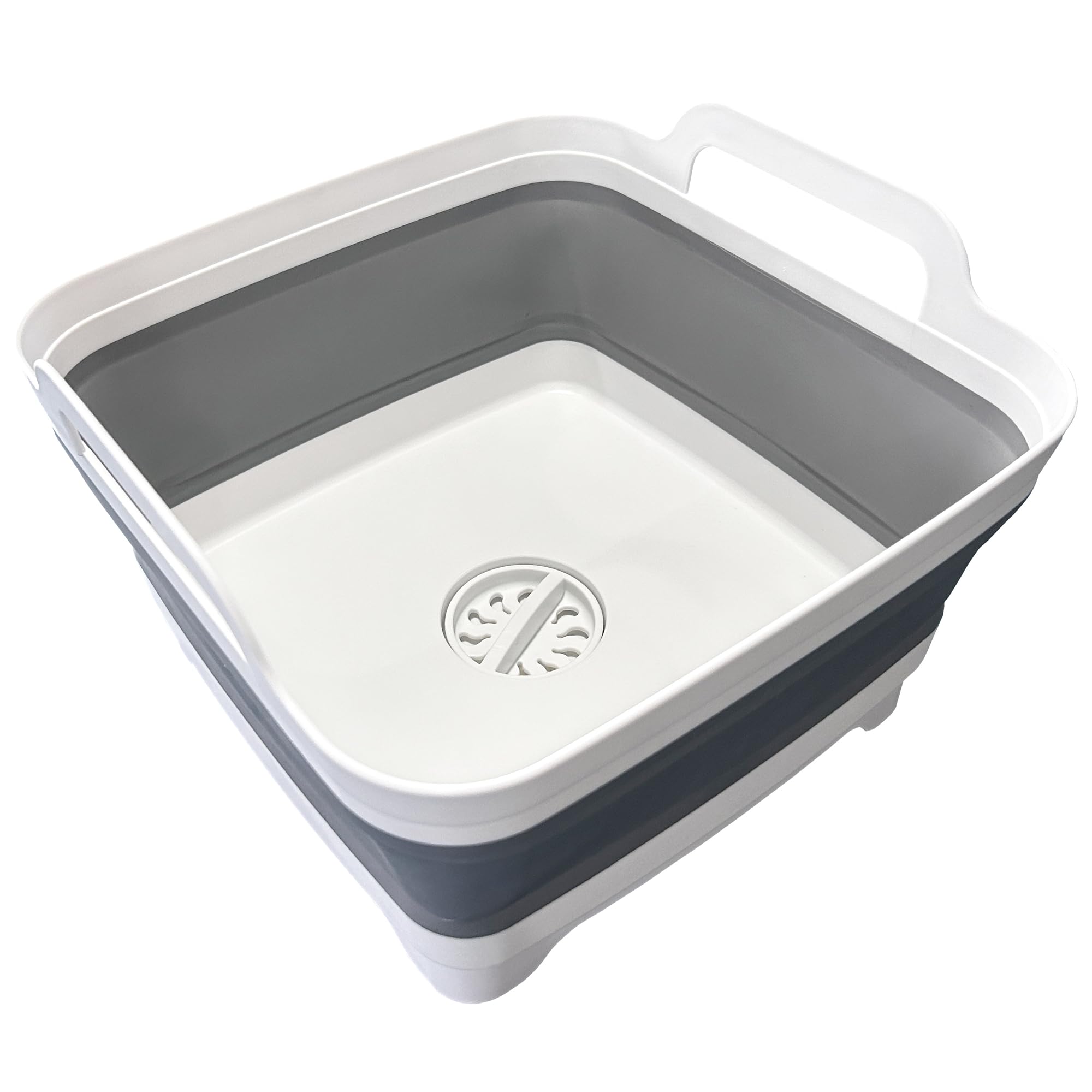 Leemeimei 9L (2.4Gal) Dish Basin Collapsible With Drain Plug Carry Handles,Kitchen Storage Tray Dish Wash Basin, Portable Dish T