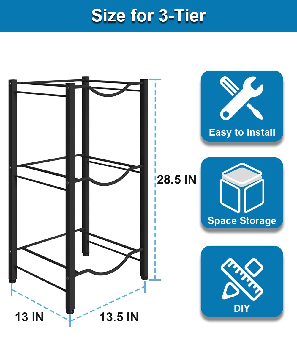 Mocomax 5 Gallon Water Jug Rack, 3 Tier Detachable Water Bottle Holder Storage Organizer Shelf, Heavy Duty Water Jug Dispenser S