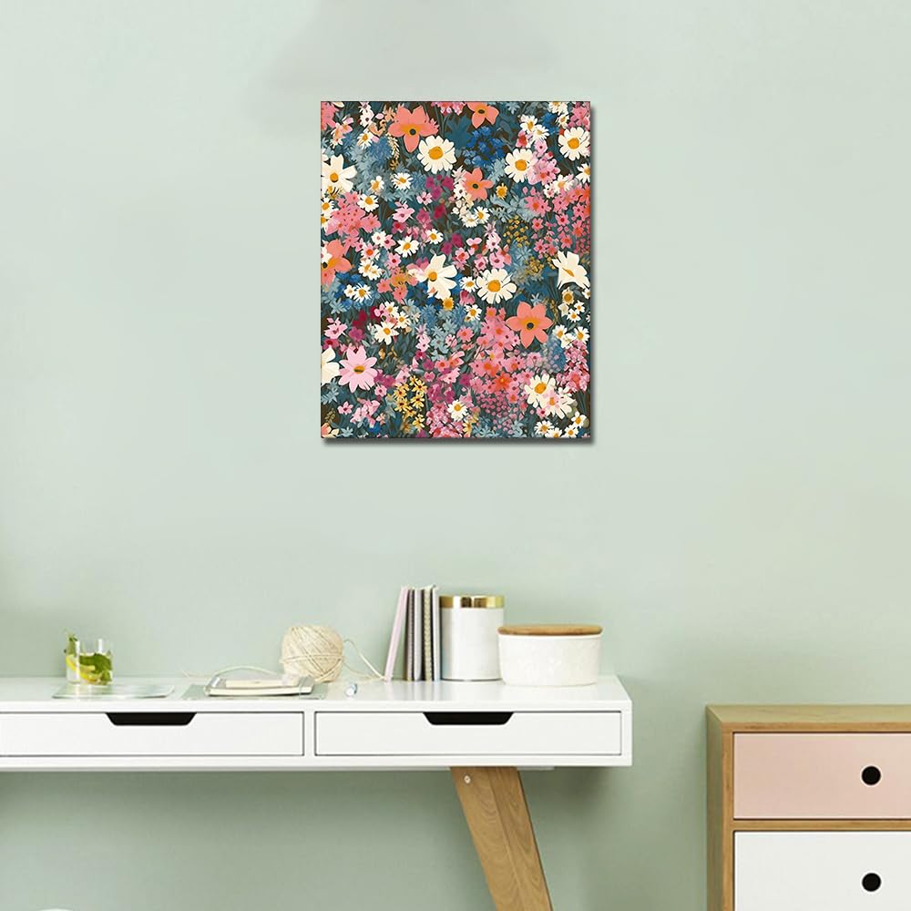TUMOVO Abstract Paint by Number for Adults Flowers Adults' Paint-by-Number Kits Floral Acrylic Painting by Numbers with Brushes Paint Kits for Adults Kids Art Crafts for Home Walls 16''x20''(Frameless)