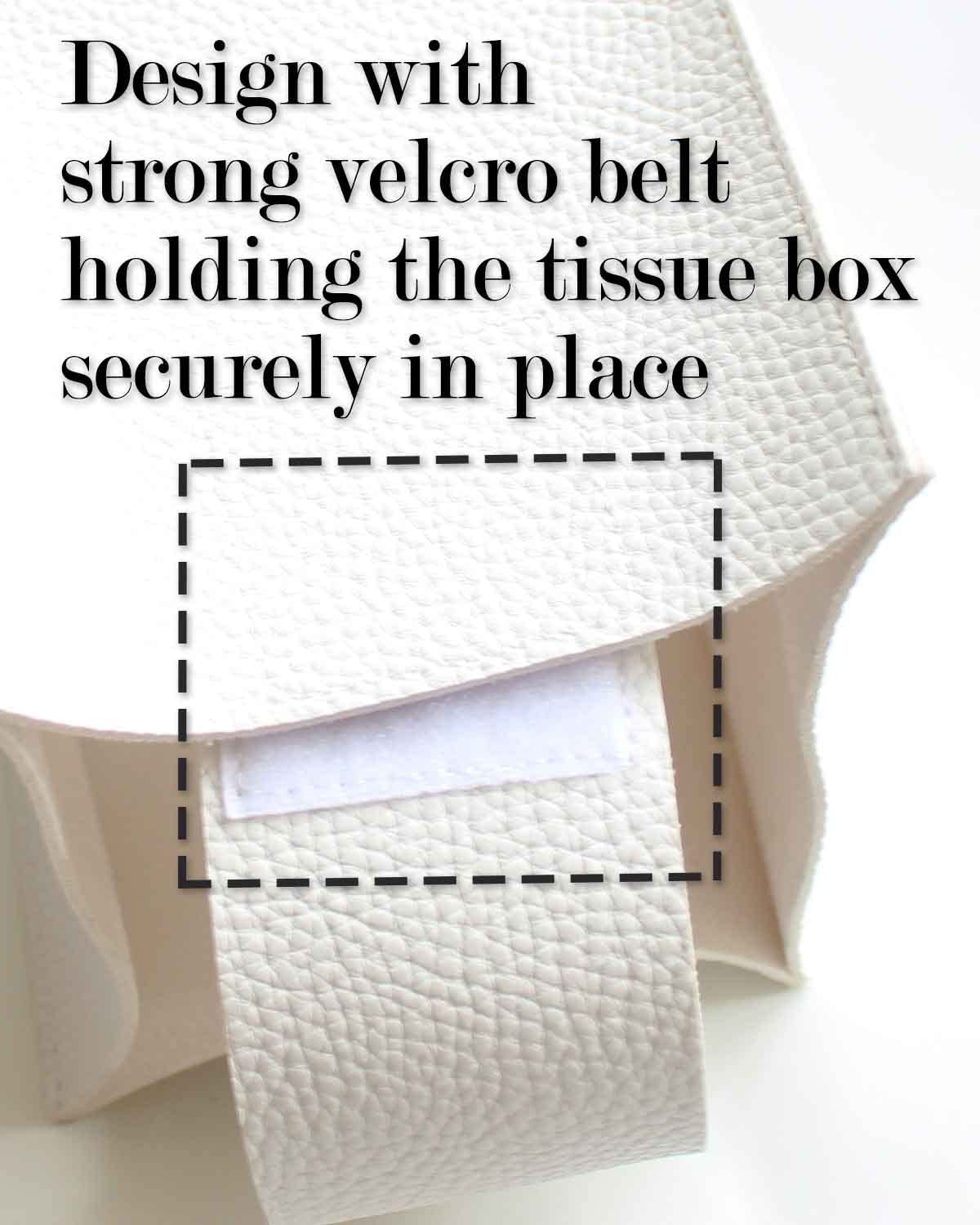 JESMINI Leather Tissue Box Cover – Modern PU Leather, Medium Size, White, Rectangular Design for Bathroom and Office