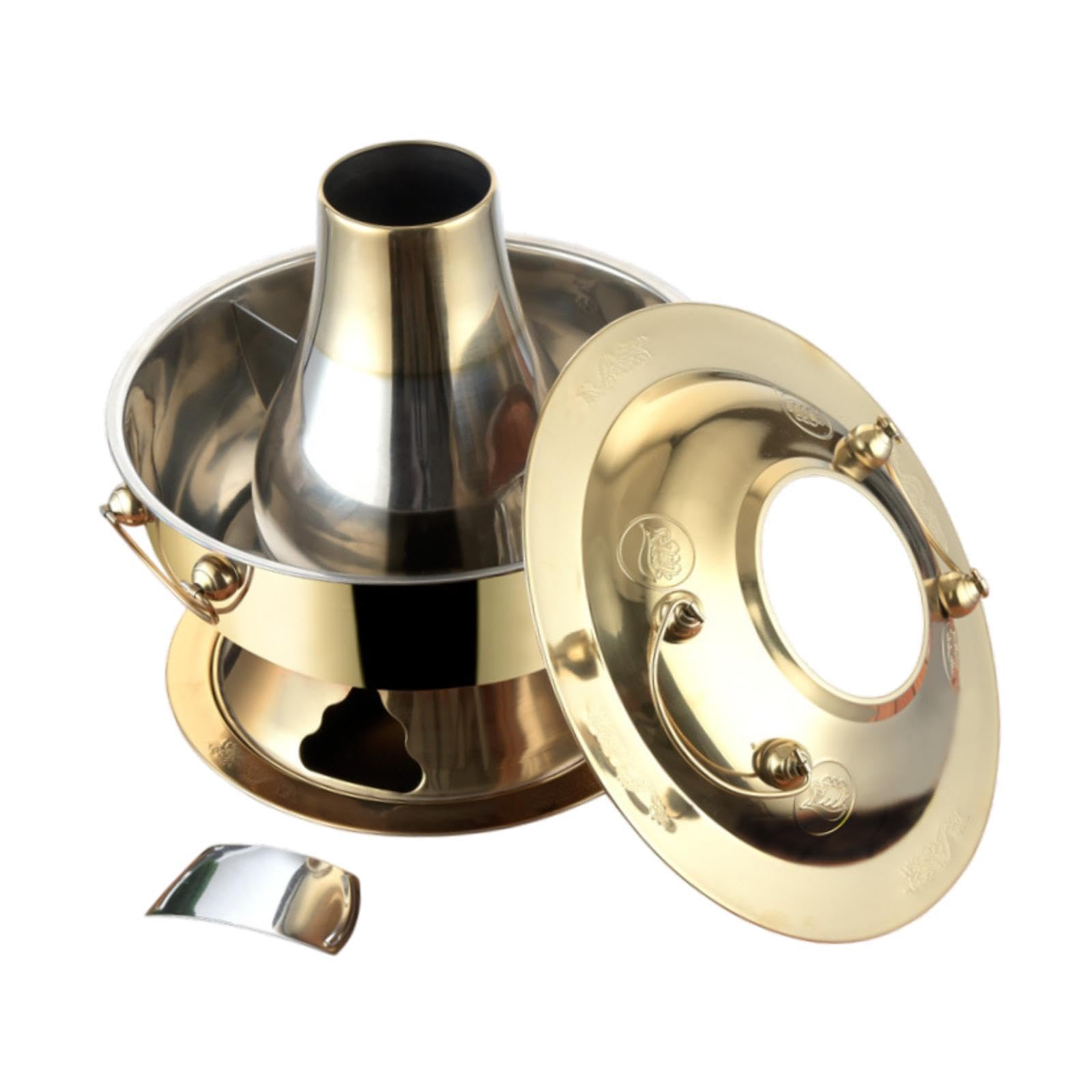 The Style Sutra China Copper Chafing Dish Soup Pot Cooking Pot For Parties Buffets Household Gold 30Cm Divide|Home & Garden|Home