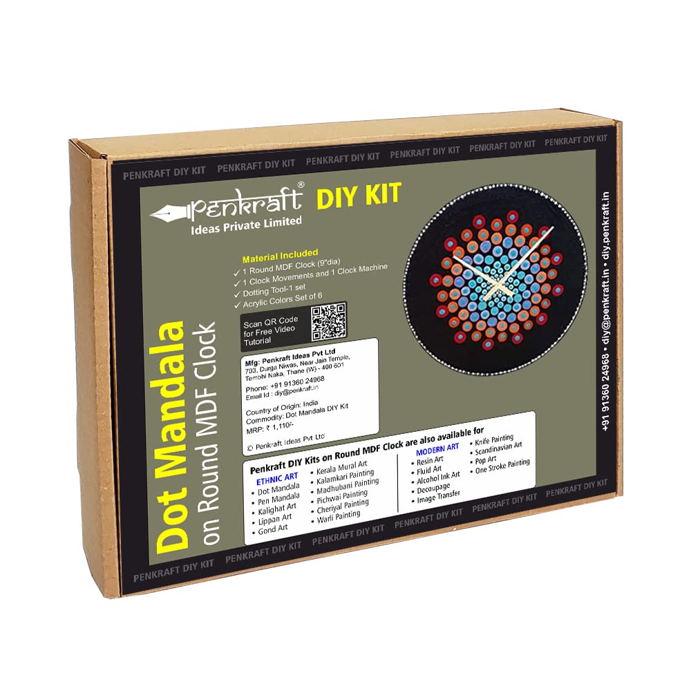 Penkraft Dot Mandala On Mdf Round Clock Diy Kit | Free Video Tutorial
