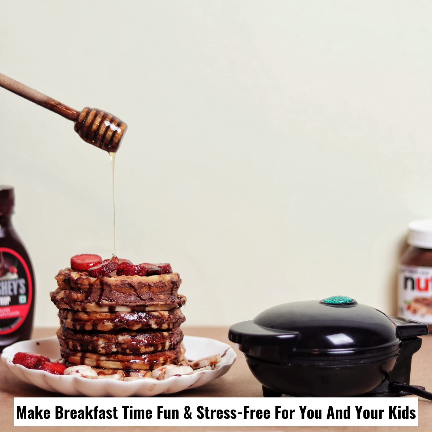 Instacuppa Mini Waffle Maker-Quick&Easy Breakfast Solution For Busy Moms-Whip Tasty,Healthy Waffles In Minutes For Your Kids,Eas