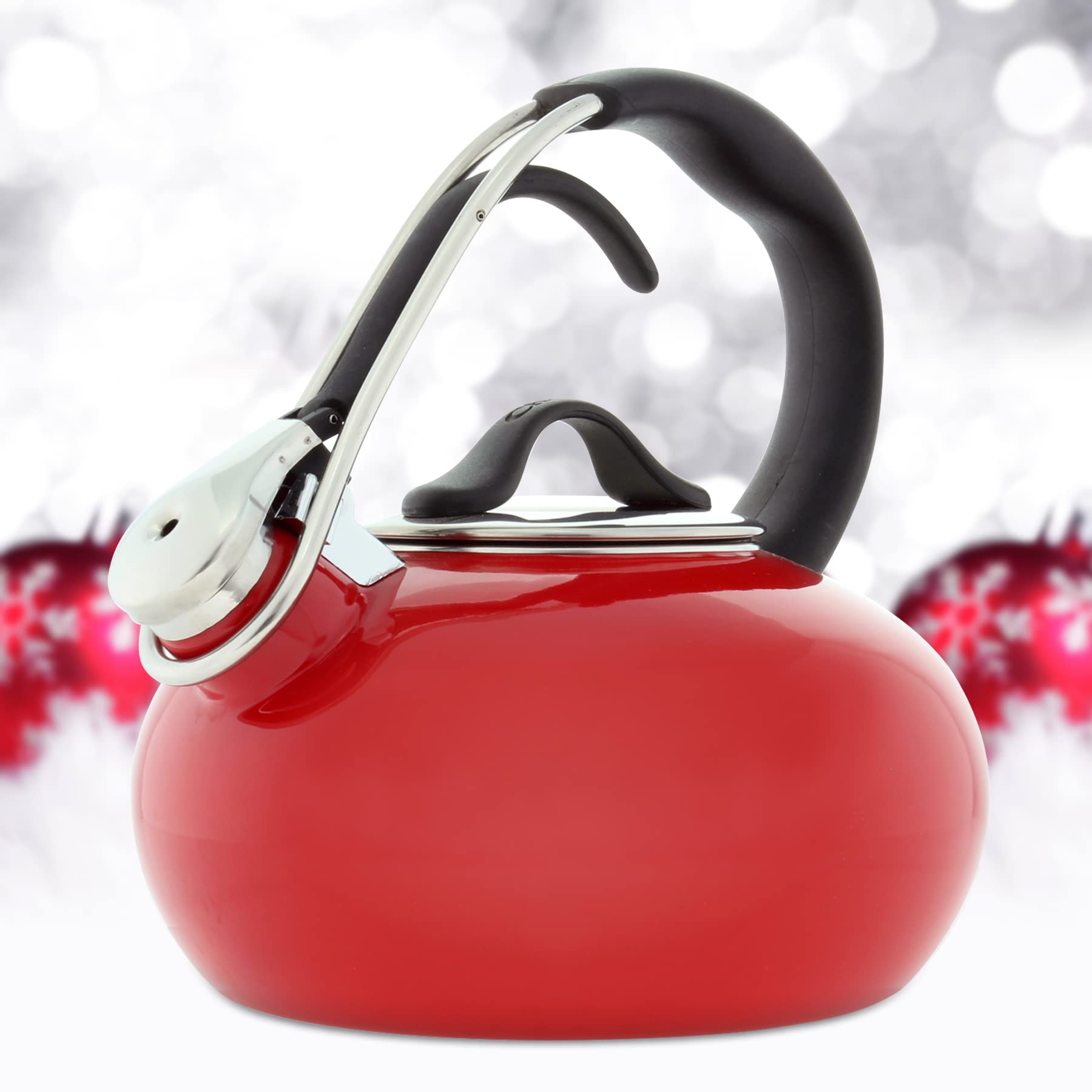 Chantal Classic Loop Enamel On Steel Whistling Tea Kettle, 1.8 Quart (Red)
