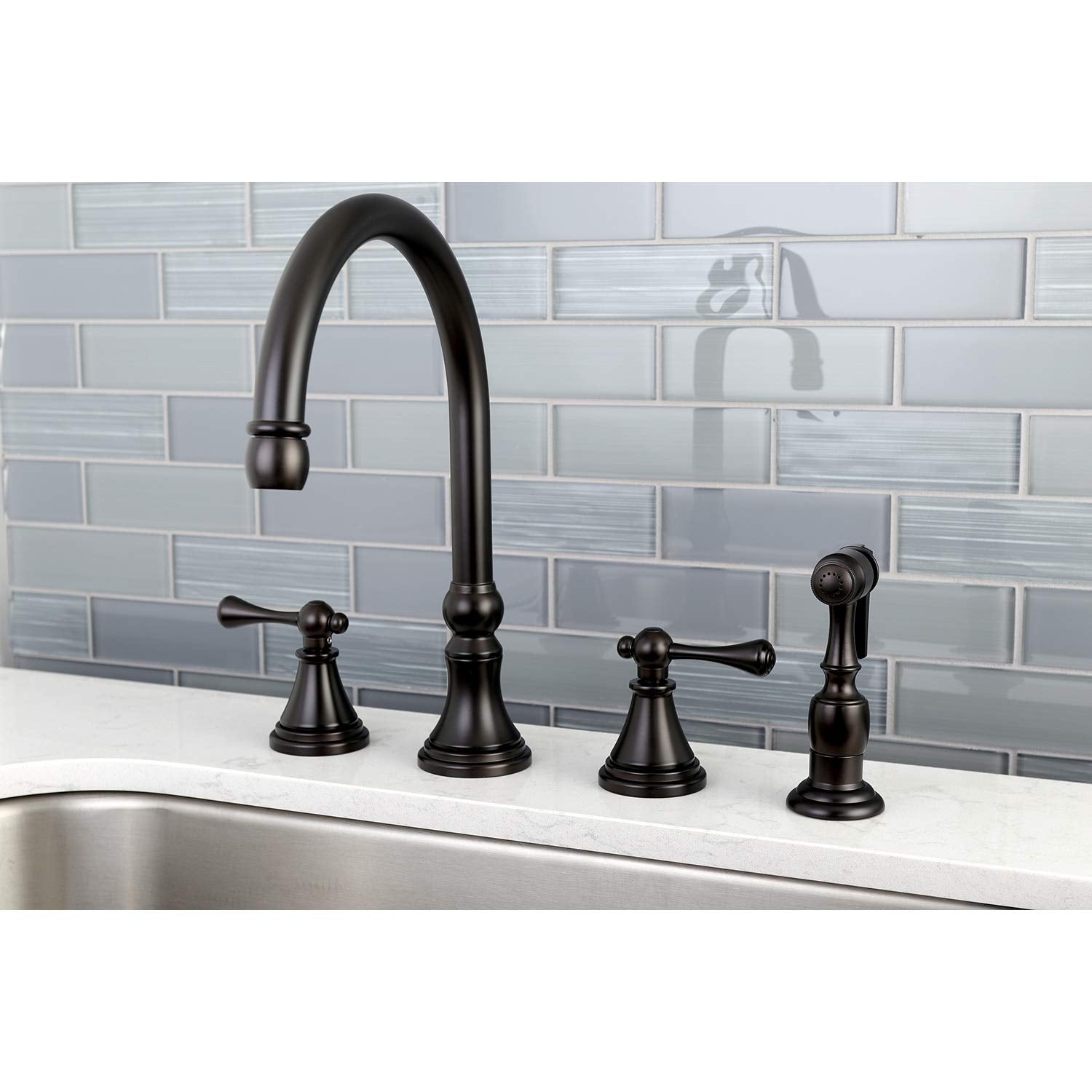 Kingston Brass KS2795BLBS Widespread Kitchen Faucet  Oil Rubbed Bronze